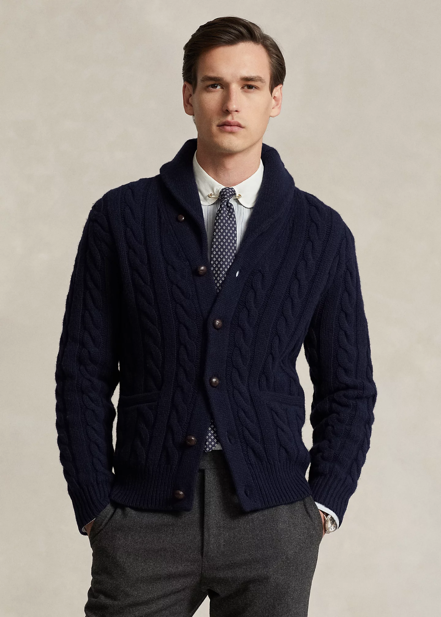 Cable-Knit Wool-Cashmere Cardigan