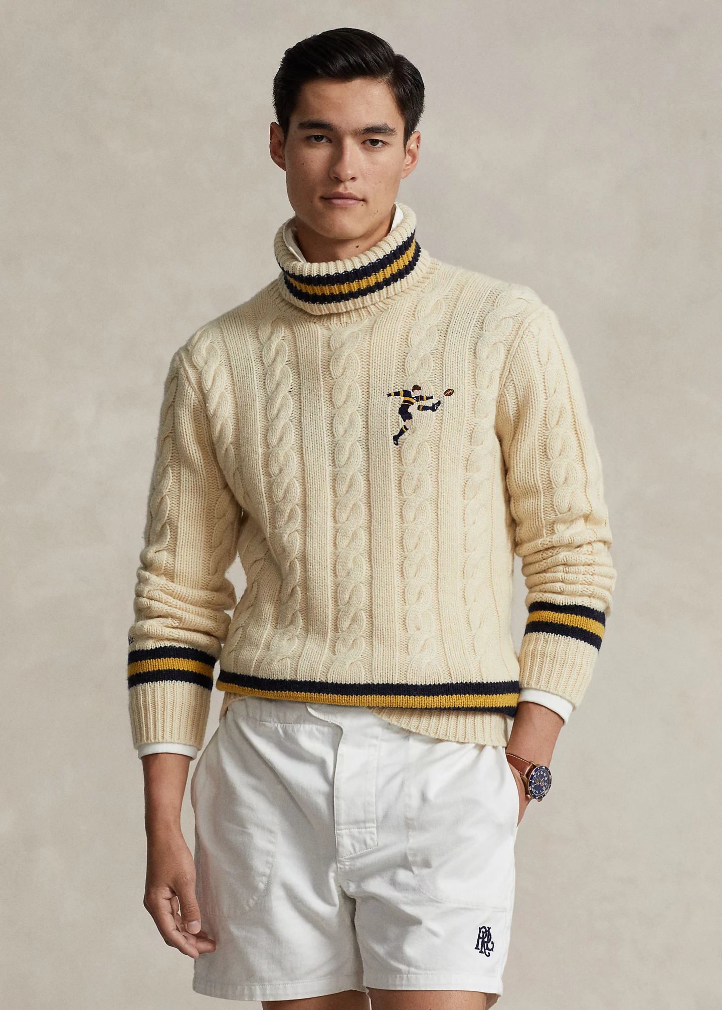 Cable-Knit Wool-Blend Turtleneck Sweater