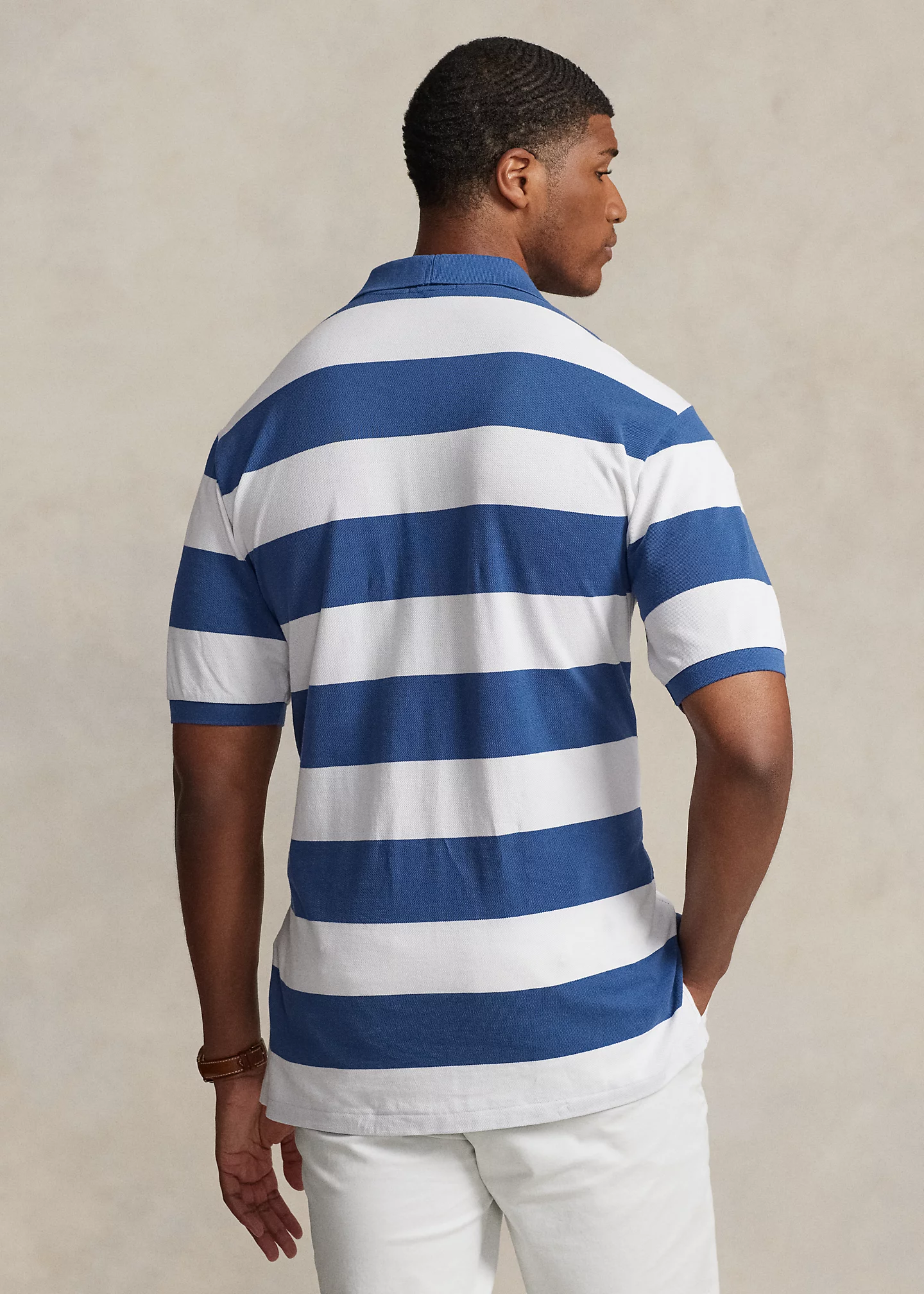 Striped Mesh Polo Shirt