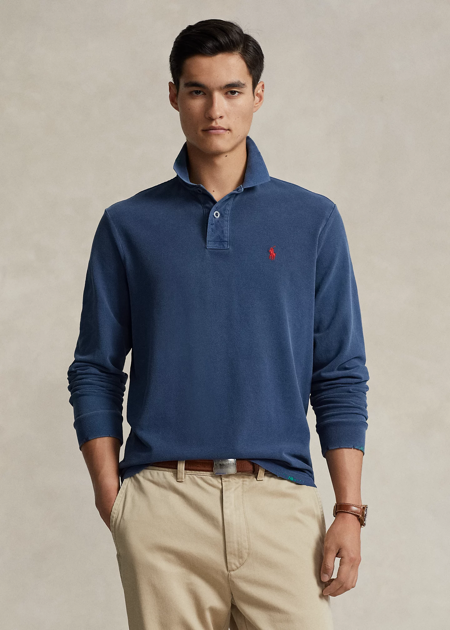 Classic Fit Garment-Dyed Mesh Polo Shirt