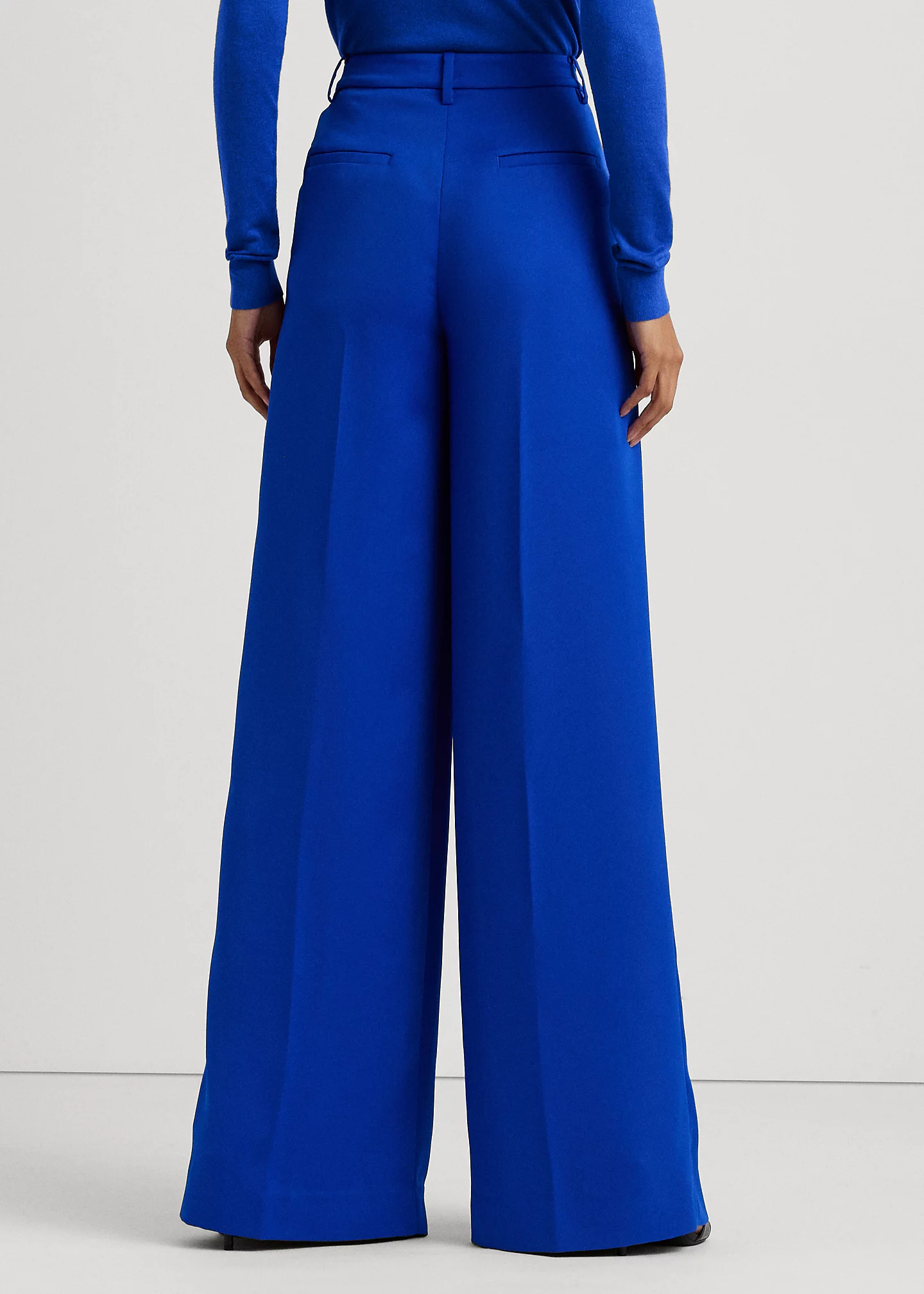 Pleated Satin Crepe Wide-Leg Pant