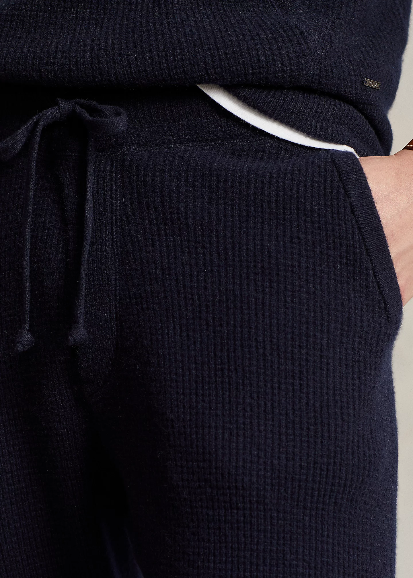 Waffle-Knit Washable Cashmere Pant