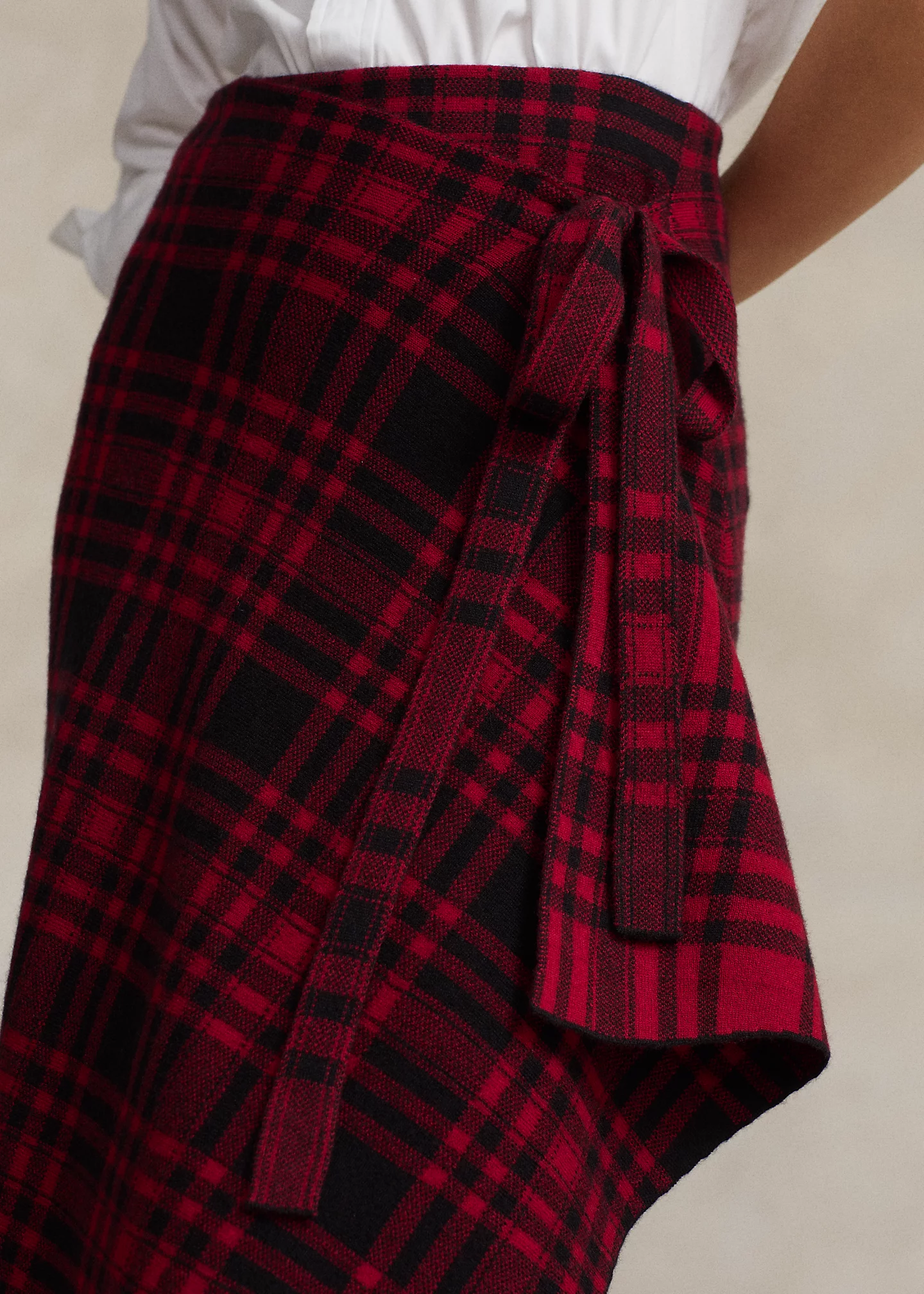 Plaid Wrap Sweater Skirt