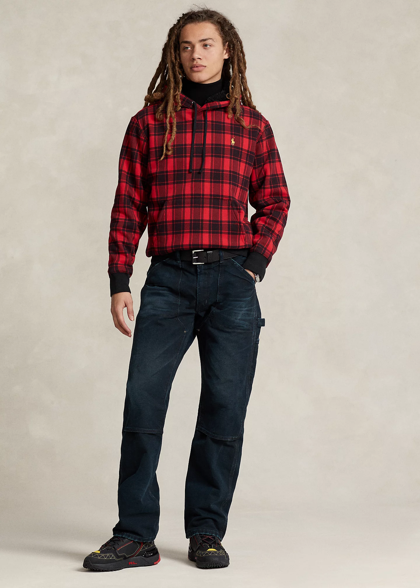 Plaid Pile Fleece Hoodie