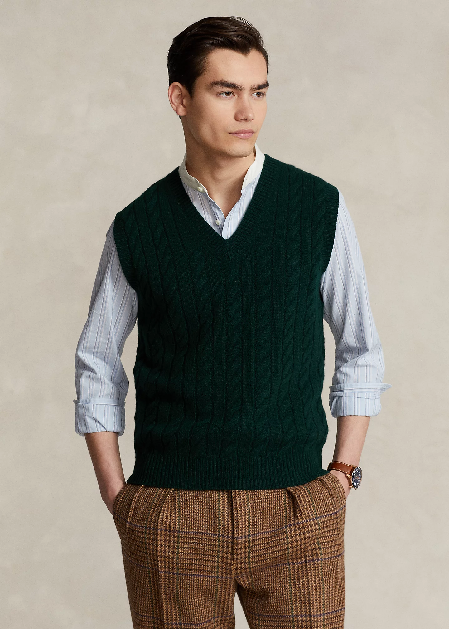 Cable-Knit Wool-Cashmere Sweater Vest