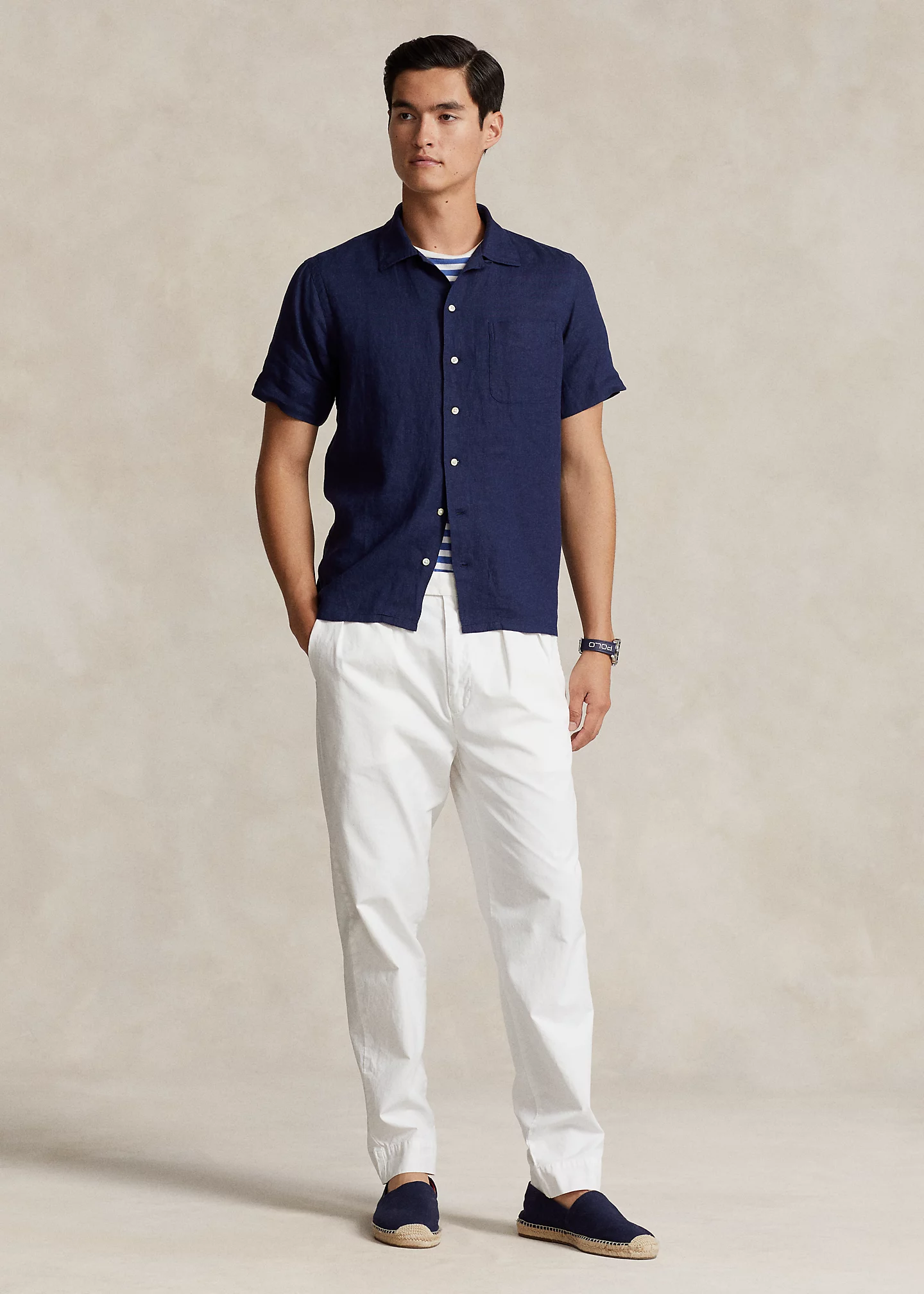 Classic Fit Linen Camp Shirt