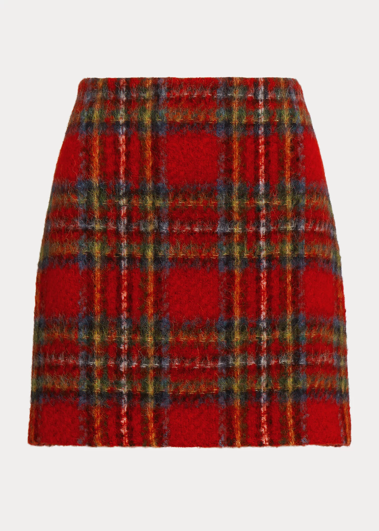Plaid Mohair Pencil Miniskirt