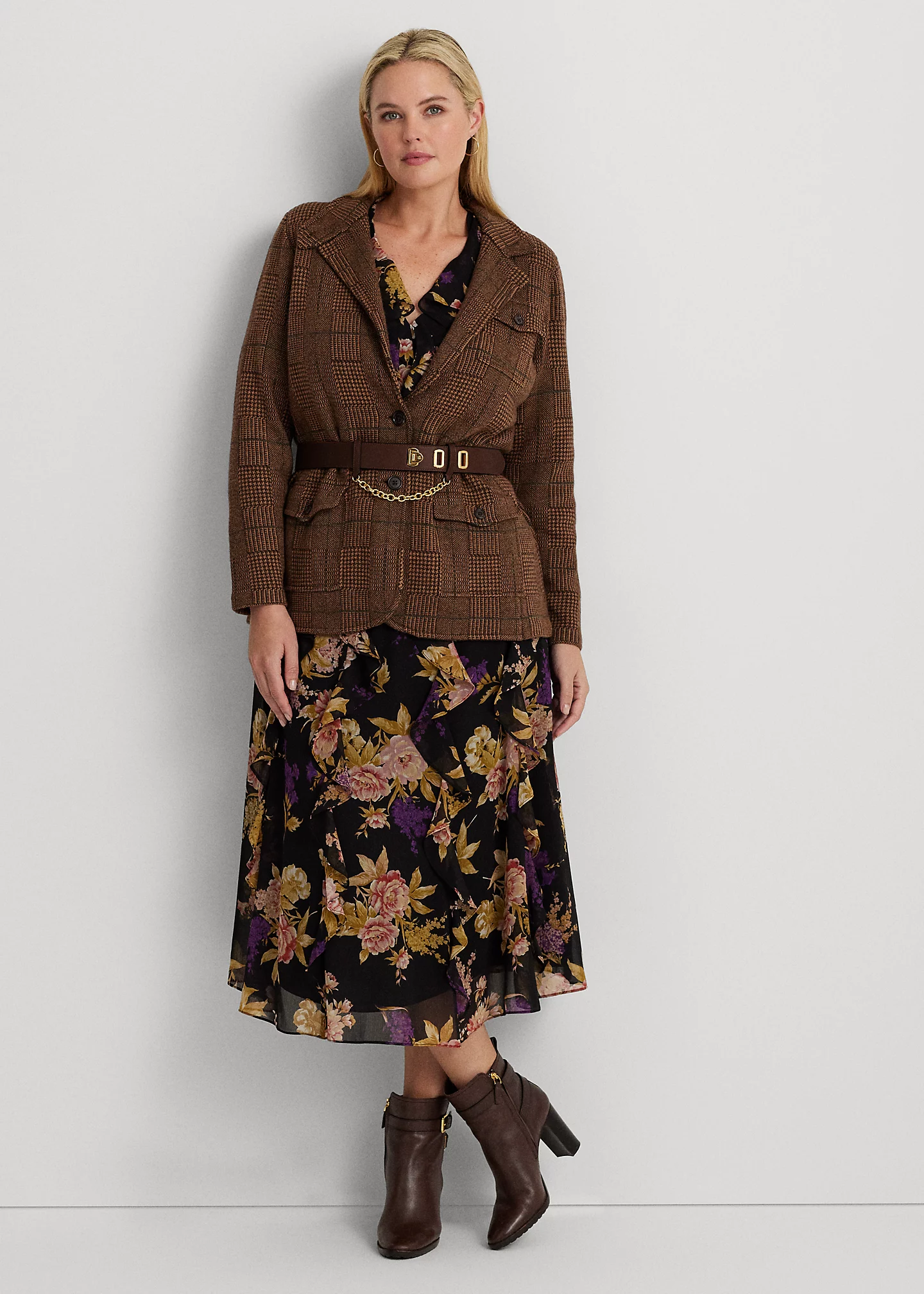 Checked Plaid Wool-Blend Blazer