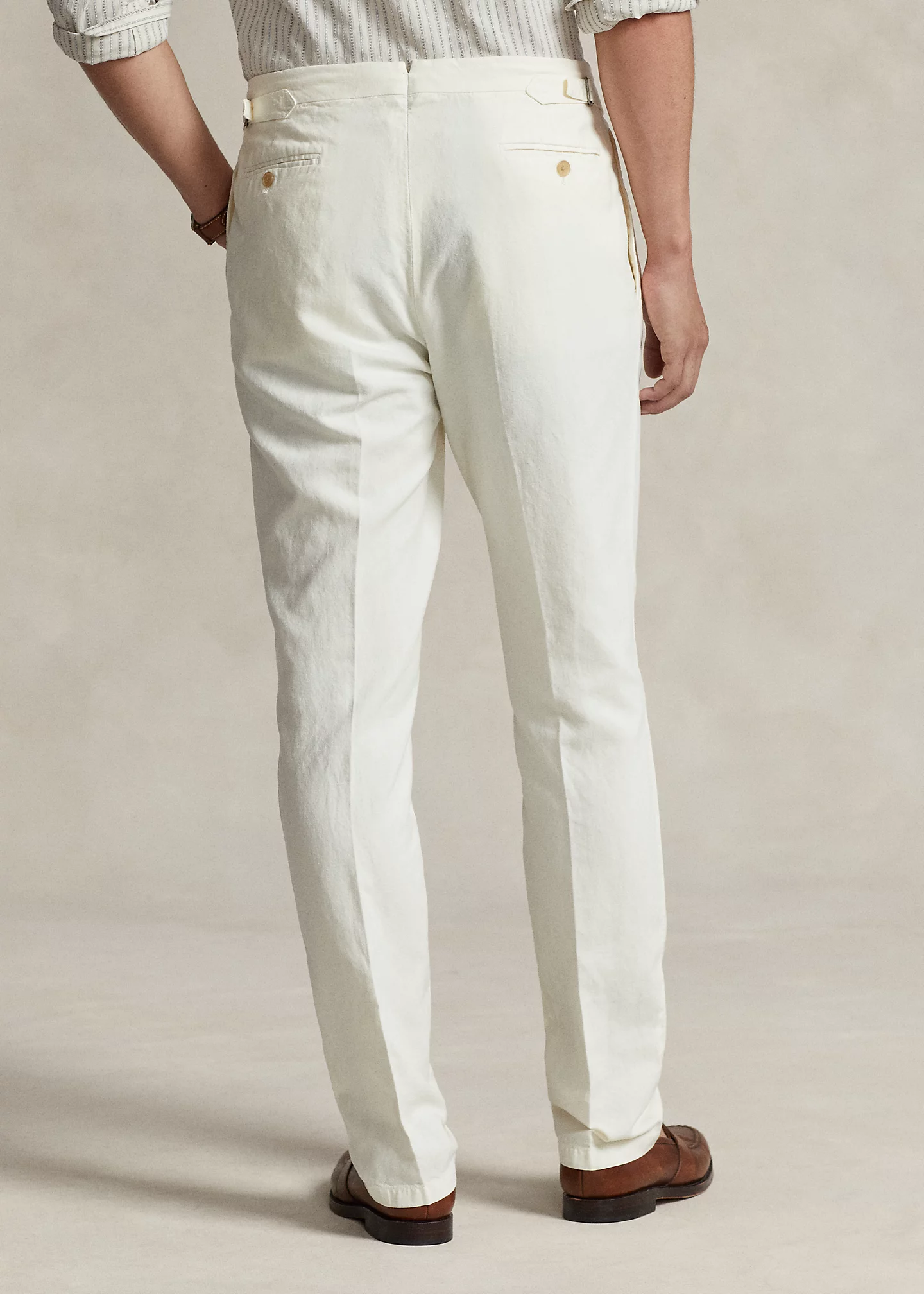 Pleated Cotton-Linen Suit Trouser