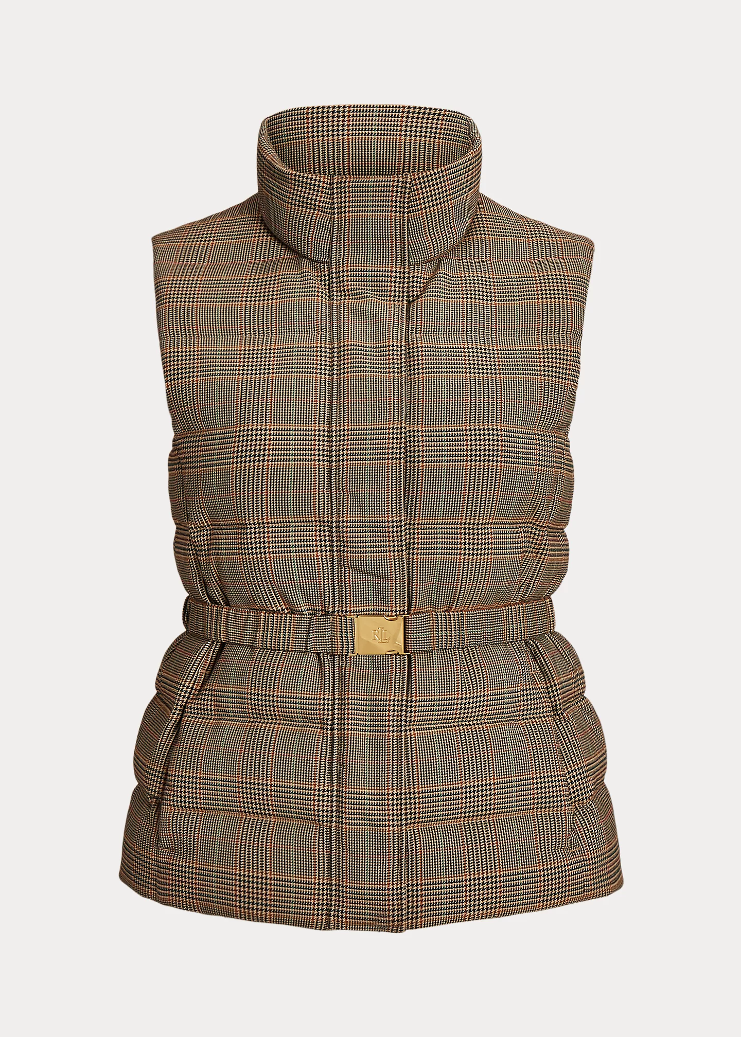 Glen Plaid Quilted Tweed Down Vest