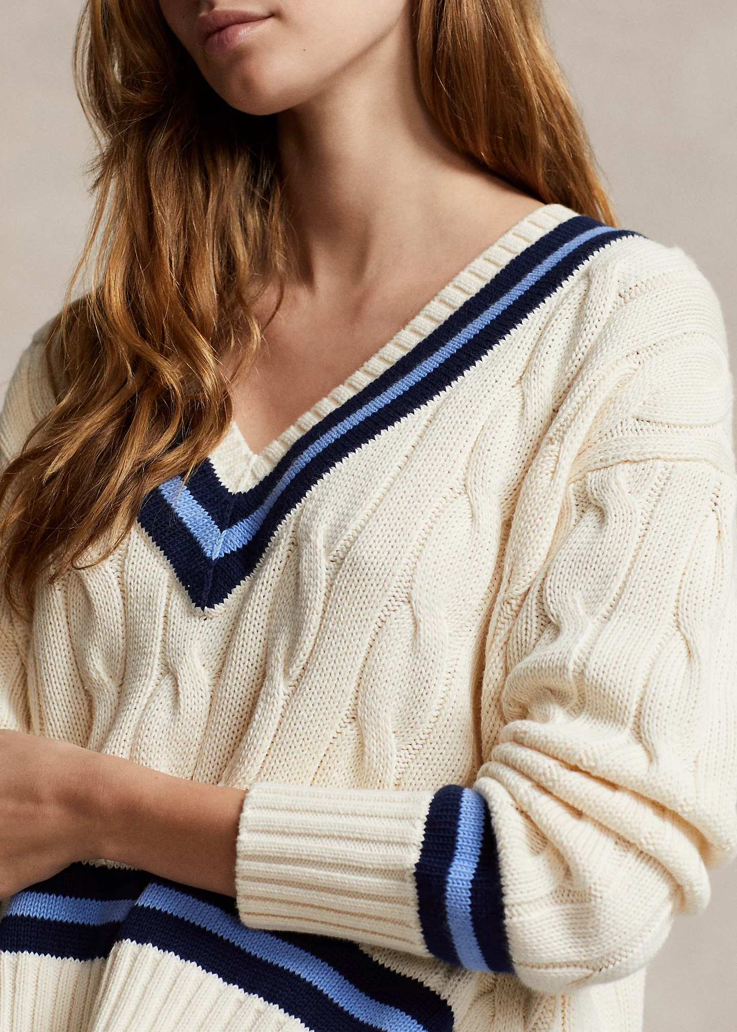 Cable-Knit Cotton Cricket Sweater