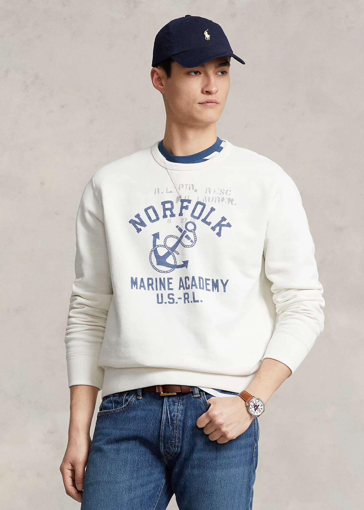 Anchor-Print Fleece Sweatshirt