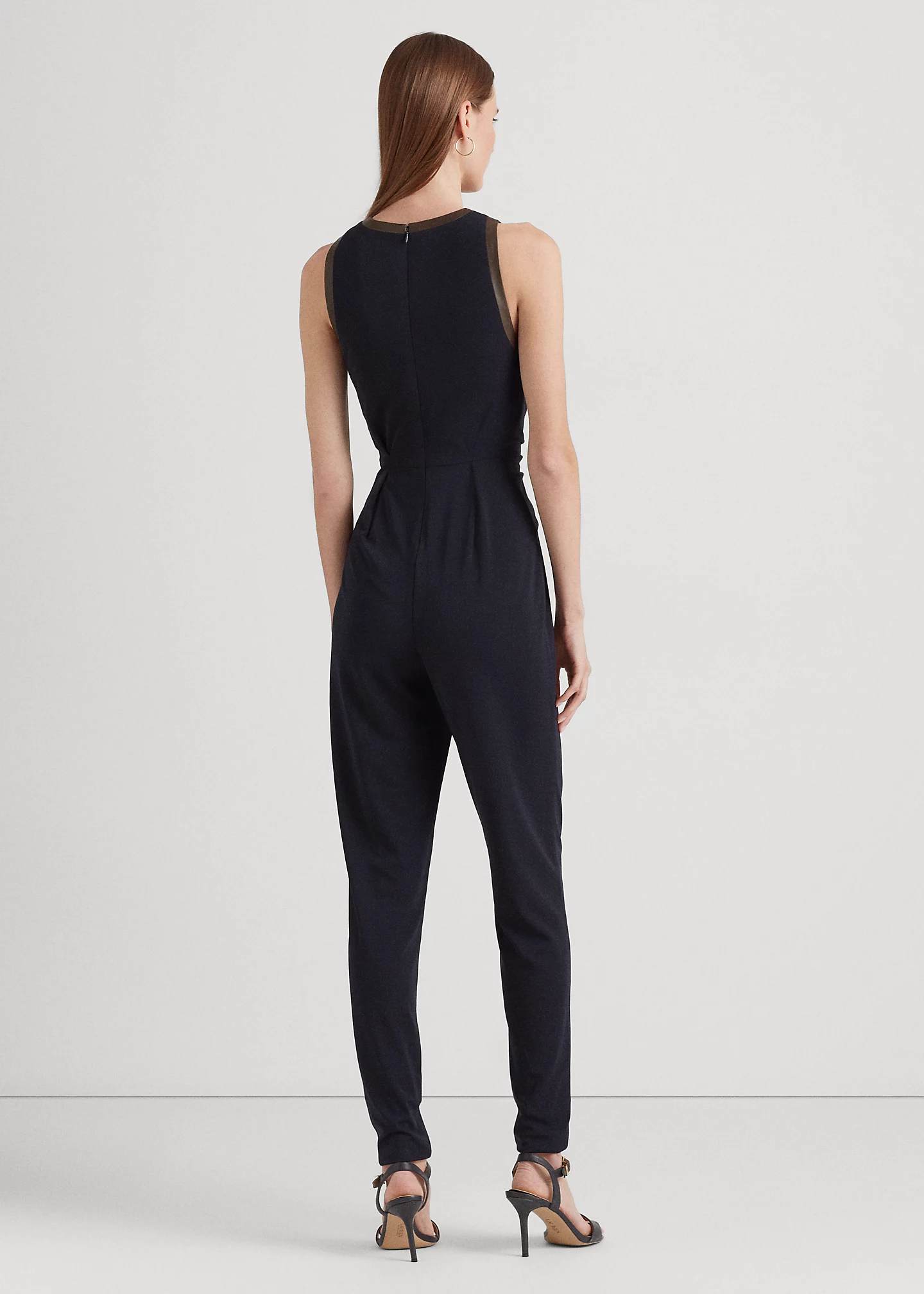 Tie-Front Jersey Sleeveless Jumpsuit