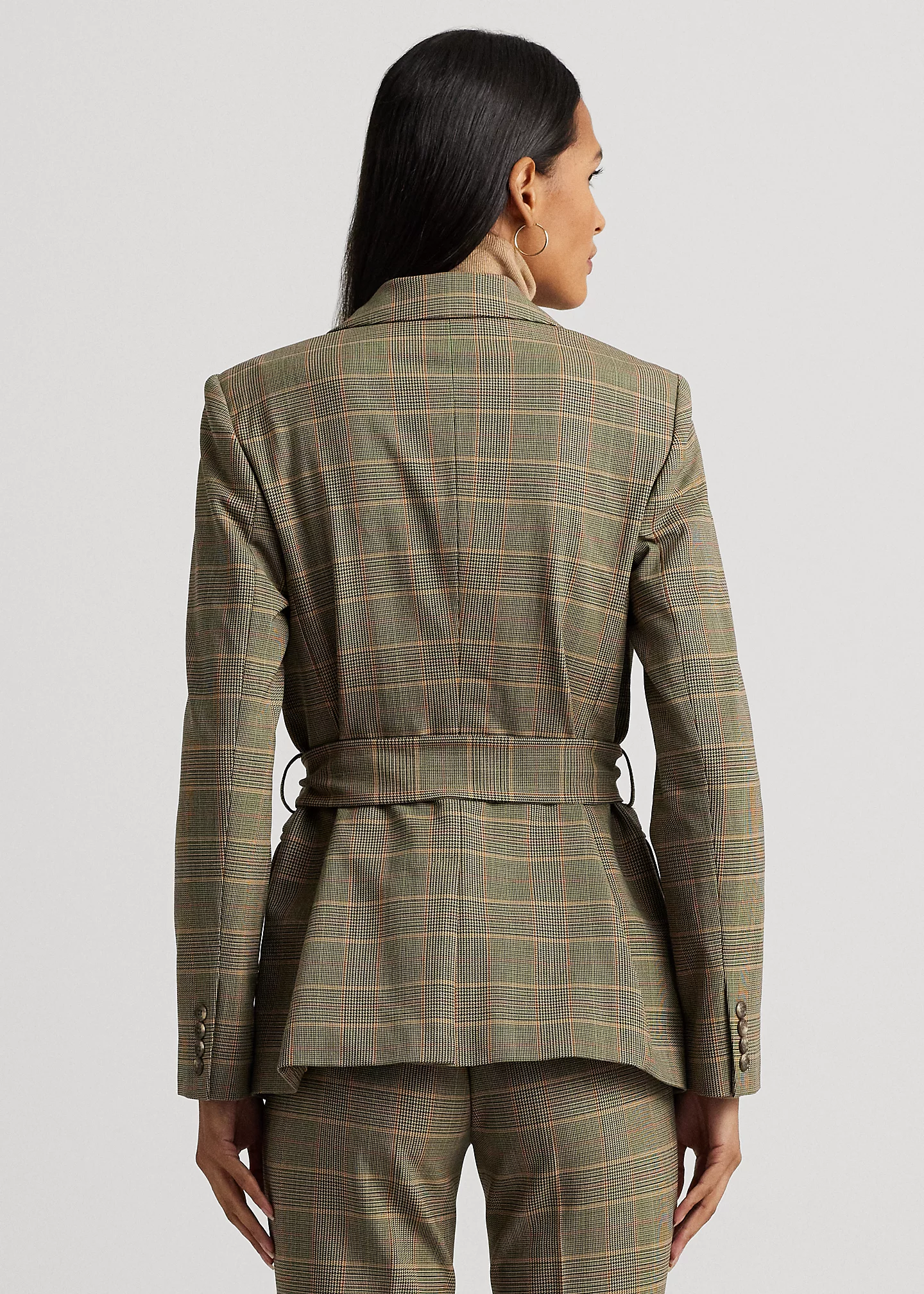 Checked Plaid Wool-Blend Twill Blazer