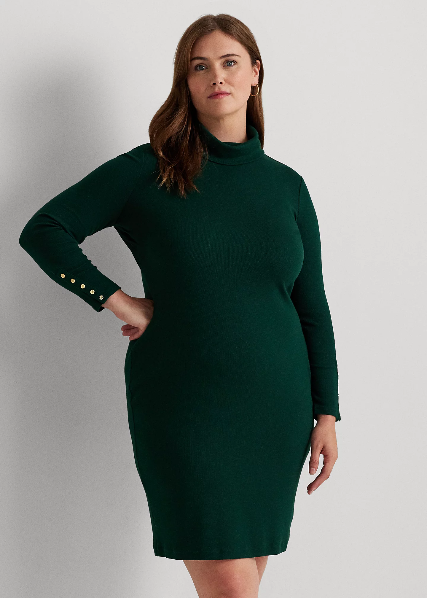 Cotton-Blend Turtleneck Dress