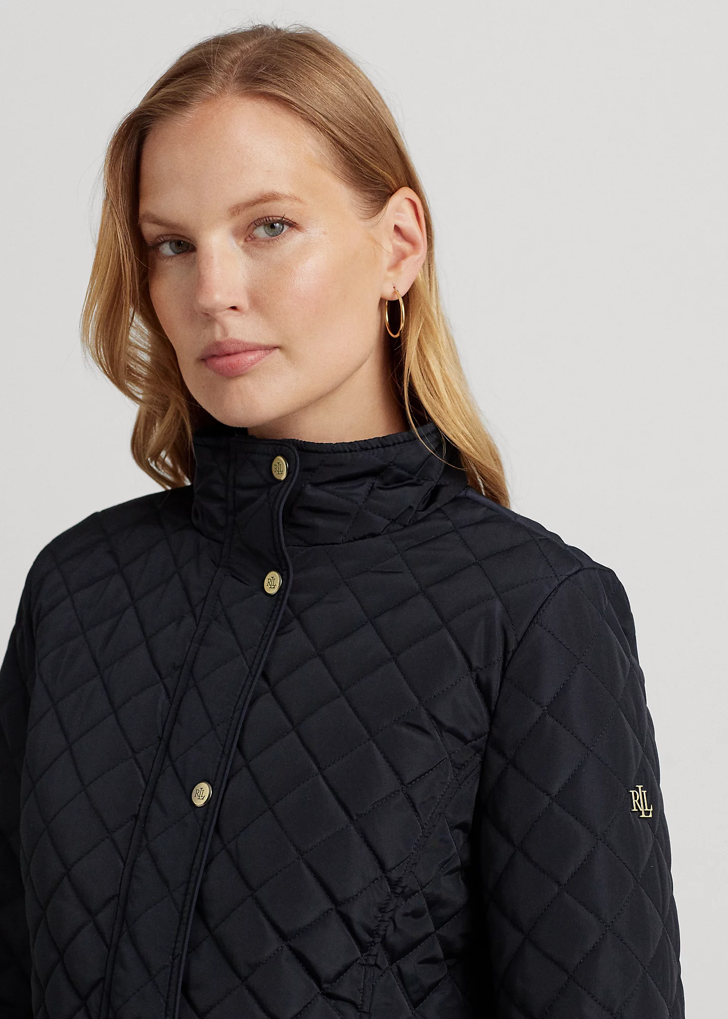 Diamond-Quilted Mockneck Jacket
