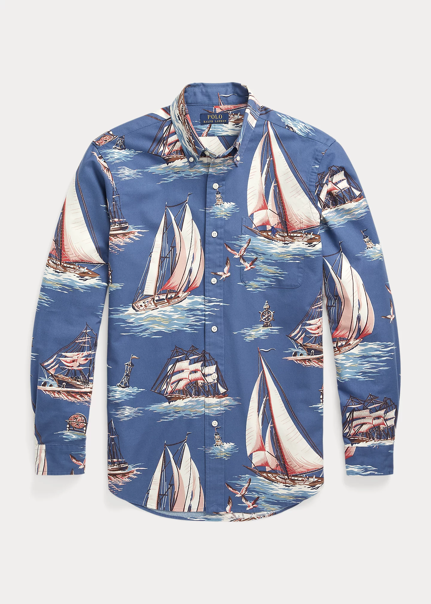 Classic Fit Ship-Print Oxford Shirt