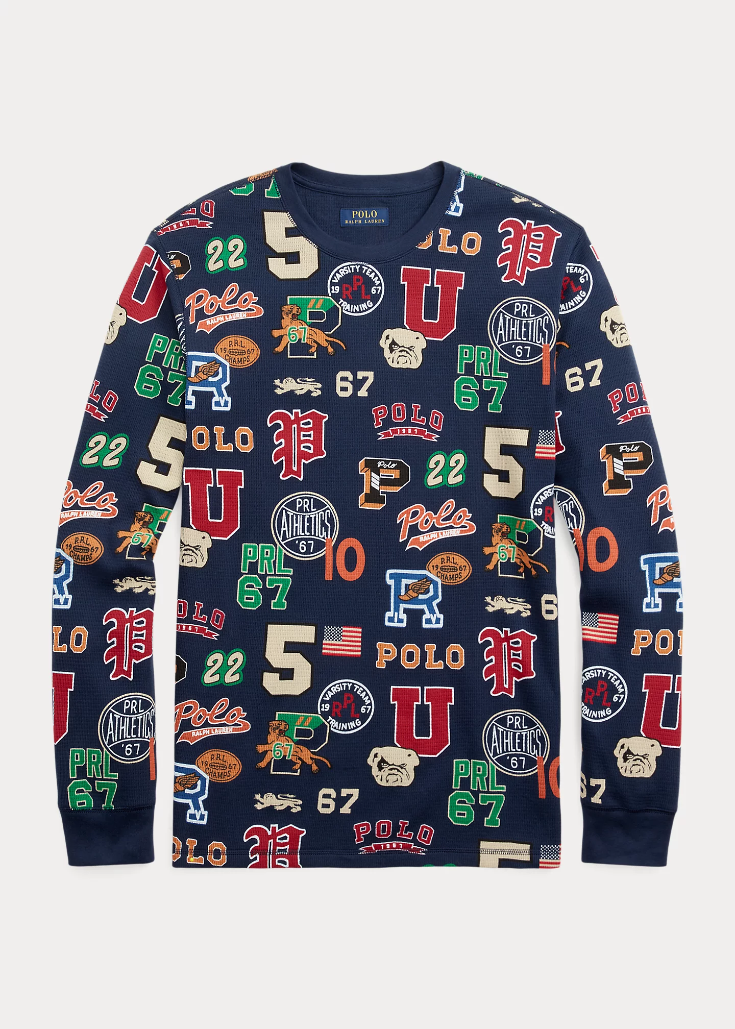 Print Waffle-Knit Sleep Shirt