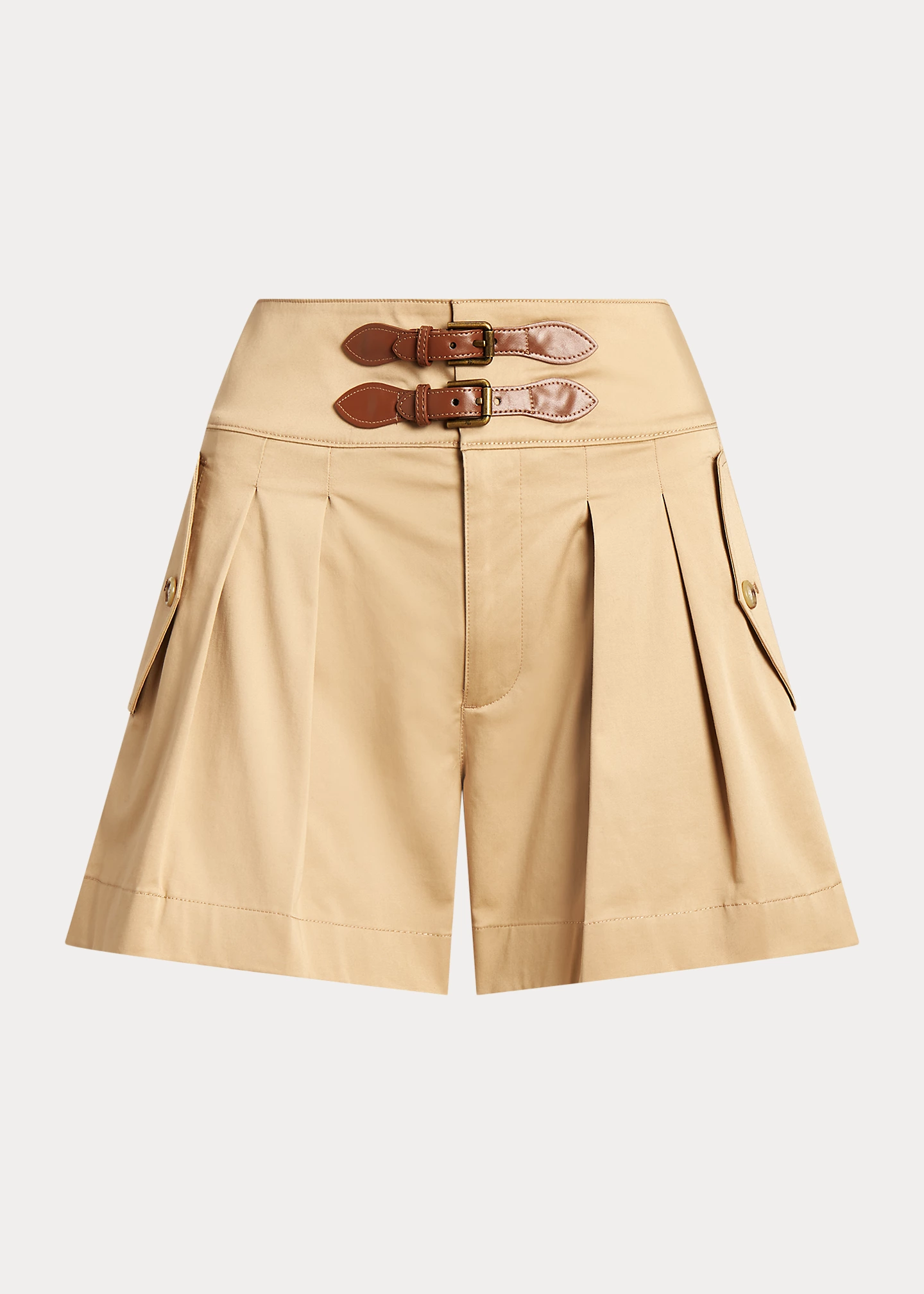 Buckle-Trim Sateen Short