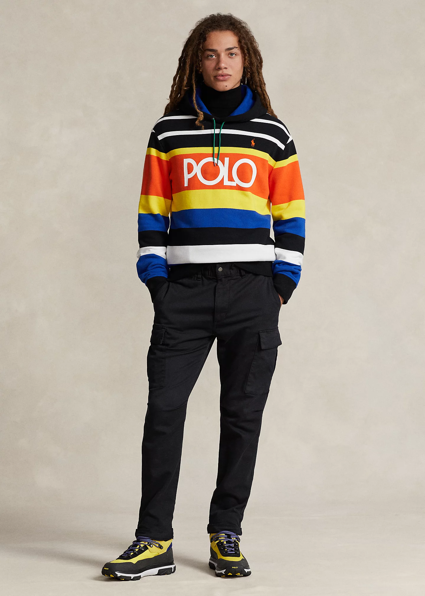 Logo Striped Fleece Hoodie