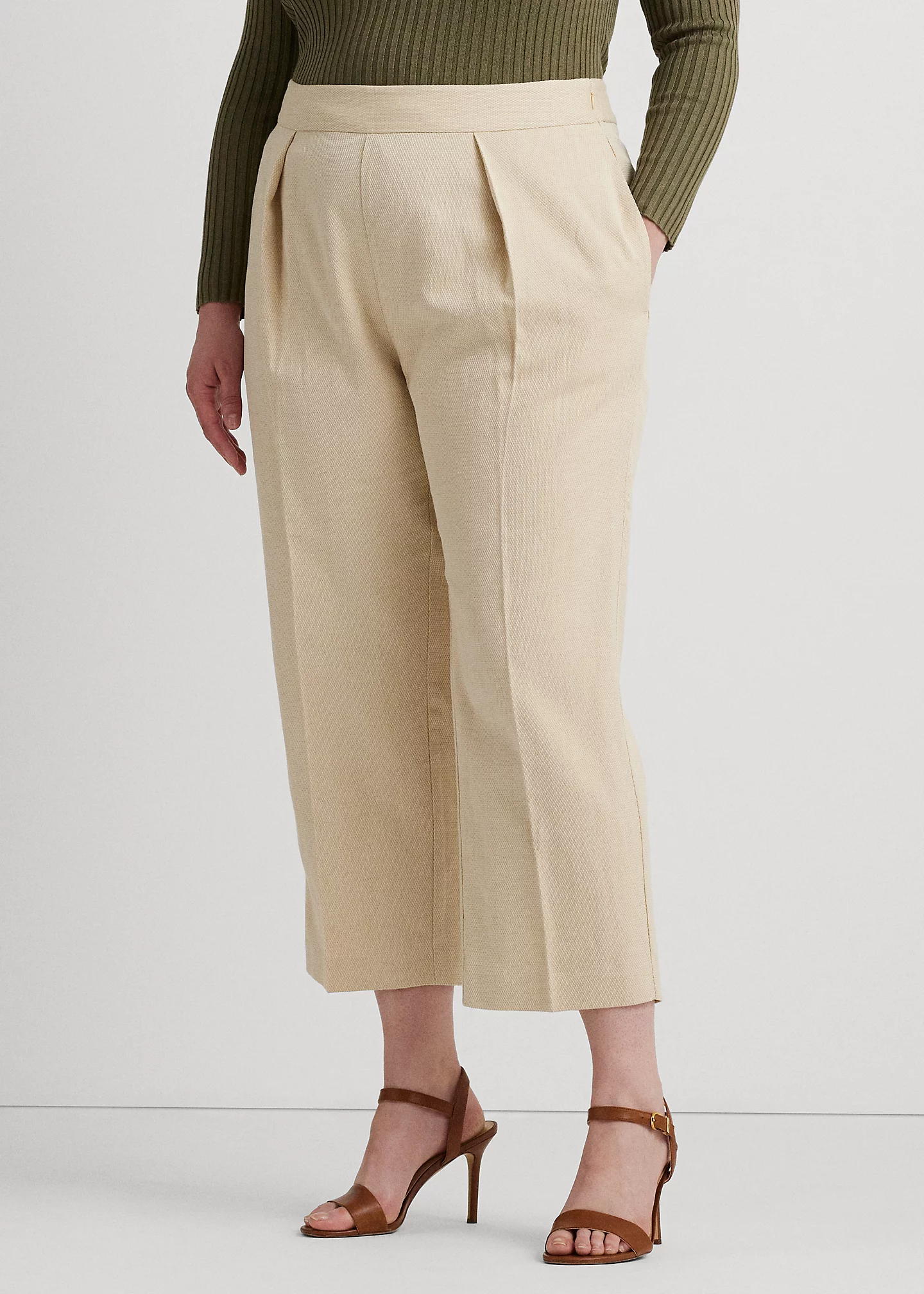 Pleated Ottoman Wide-Leg Pant