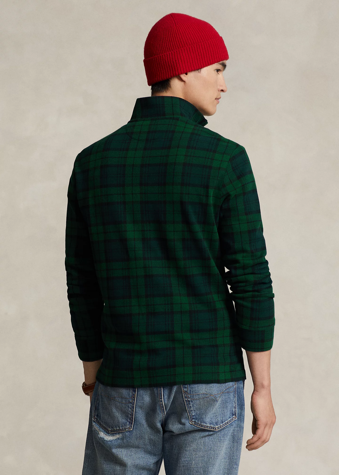 Plaid Estate-Rib Pullover