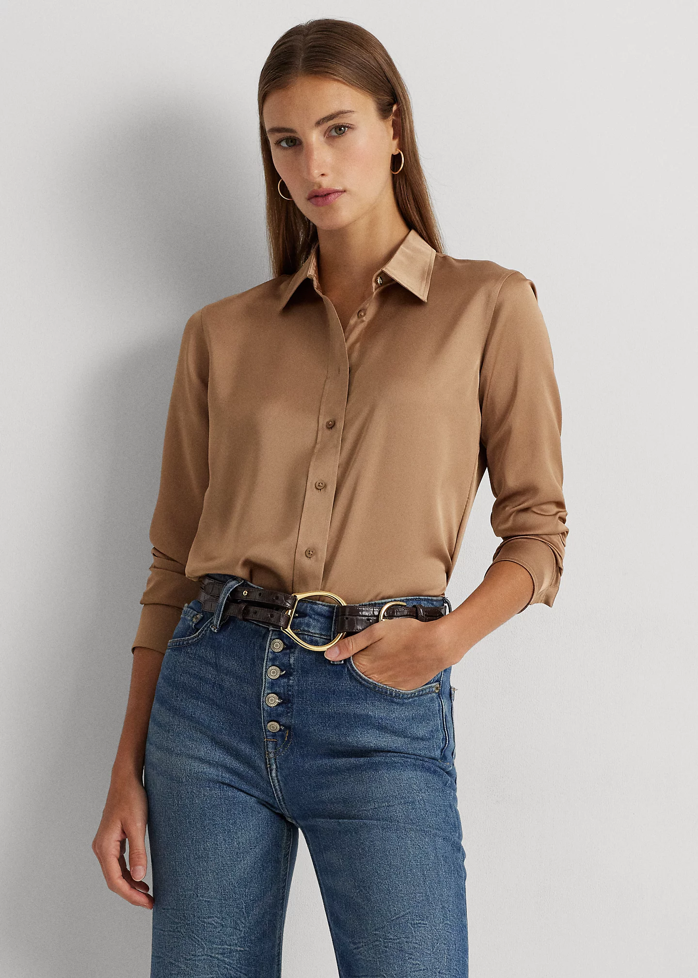 Classic Fit Satin Charmeuse Shirt
