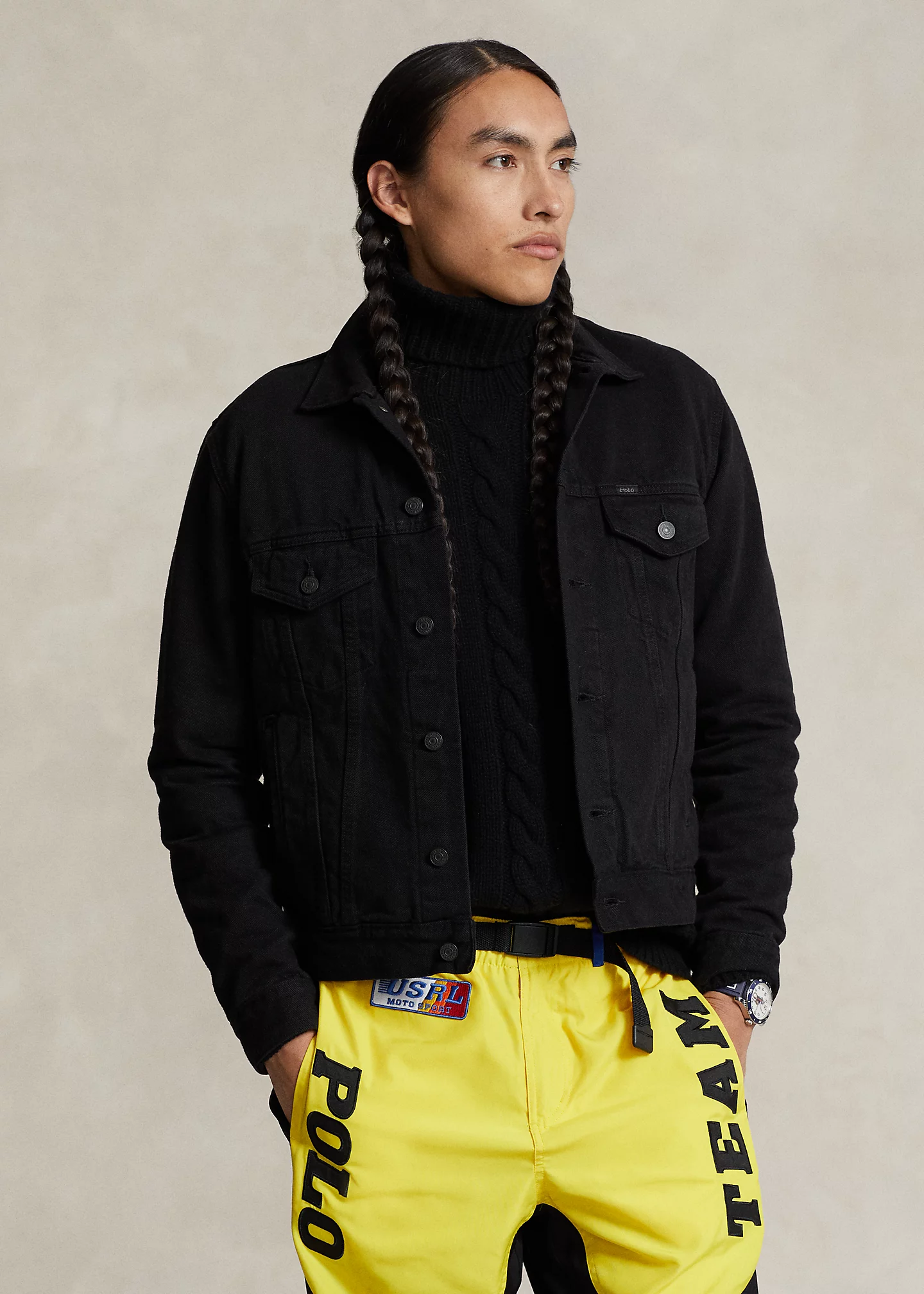 Garment-Dyed Denim Trucker Jacket