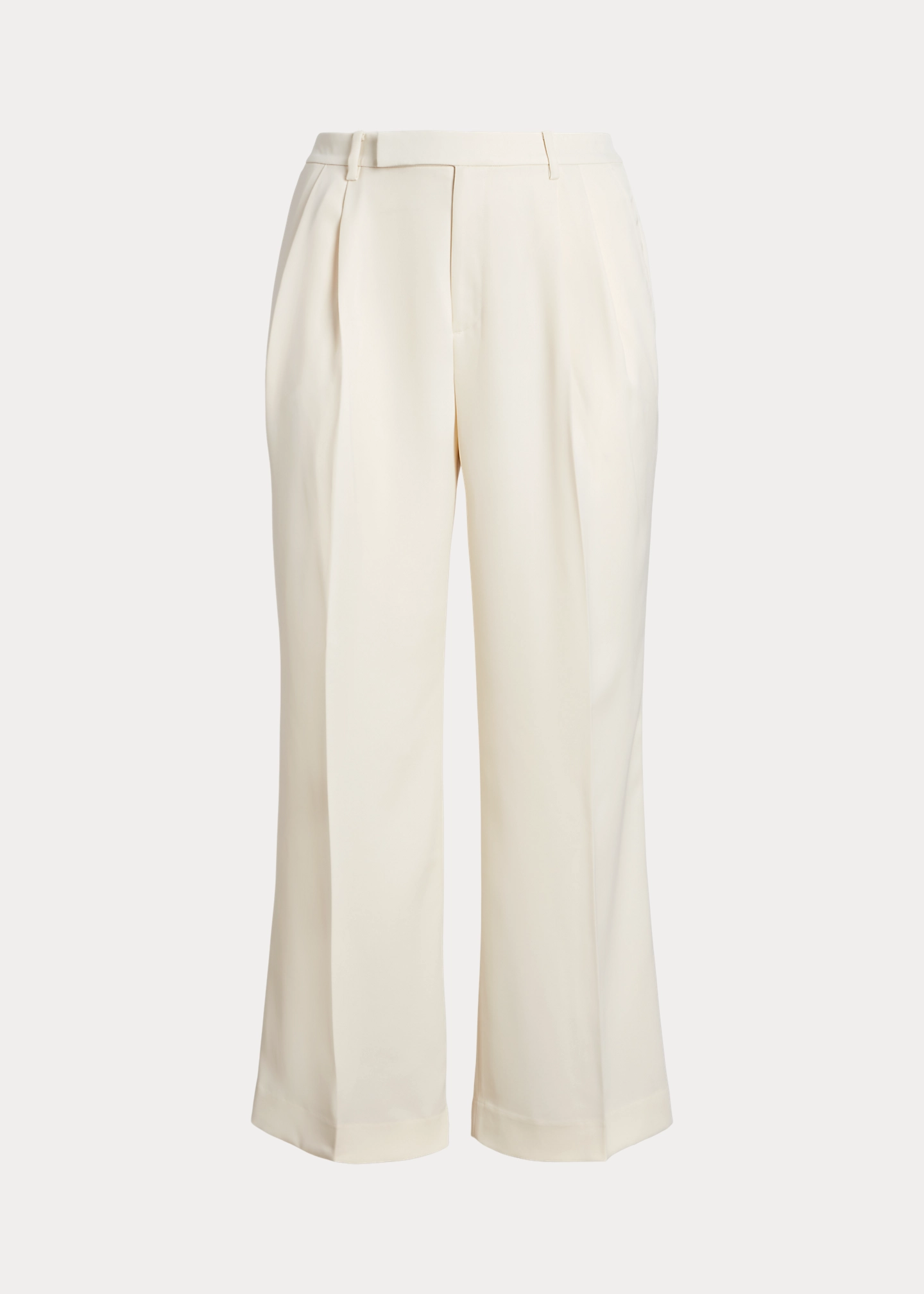 Pleated Satin Crepe Wide-Leg Pant