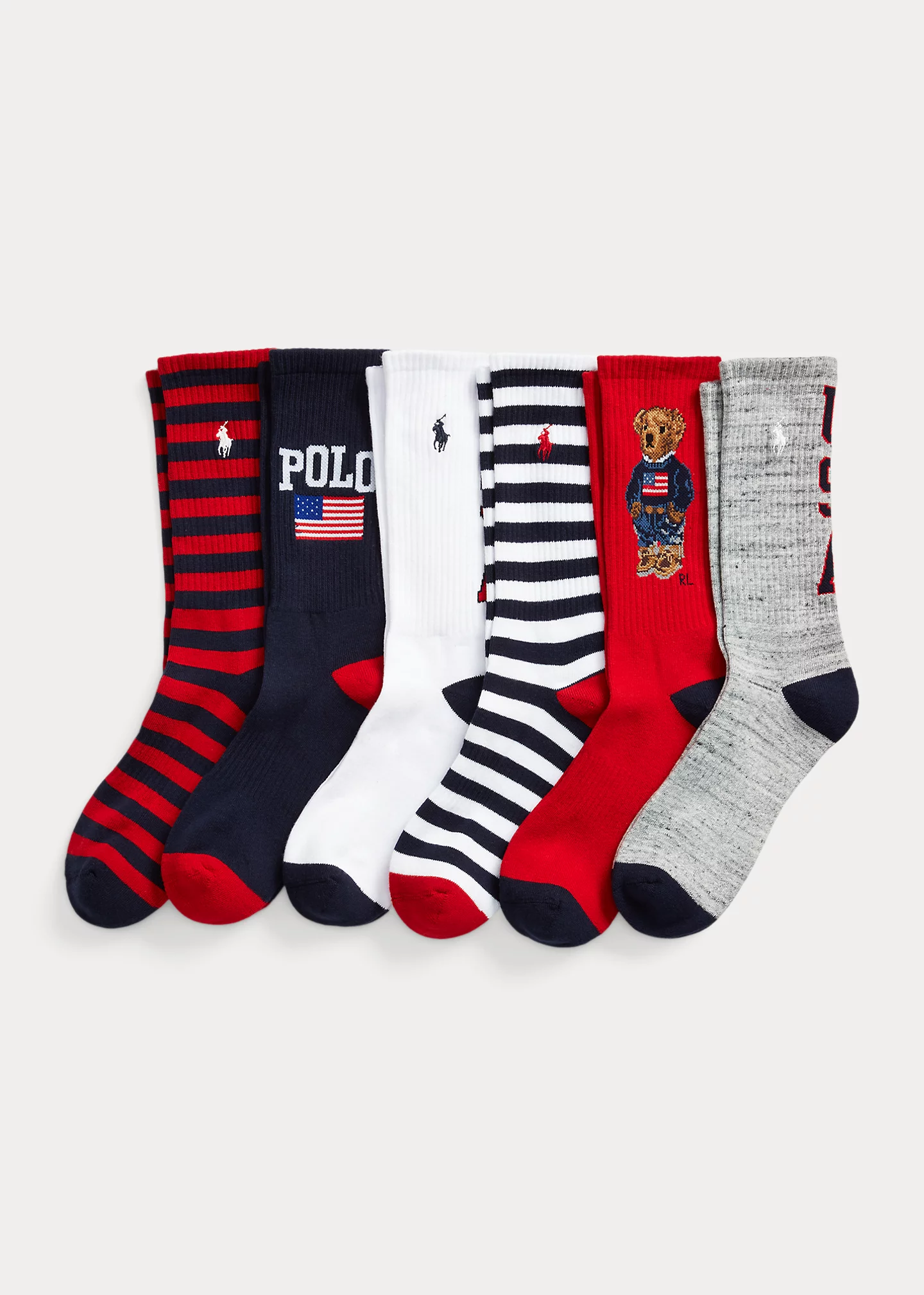 Polo Bear Americana Crew Sock 6-Pack