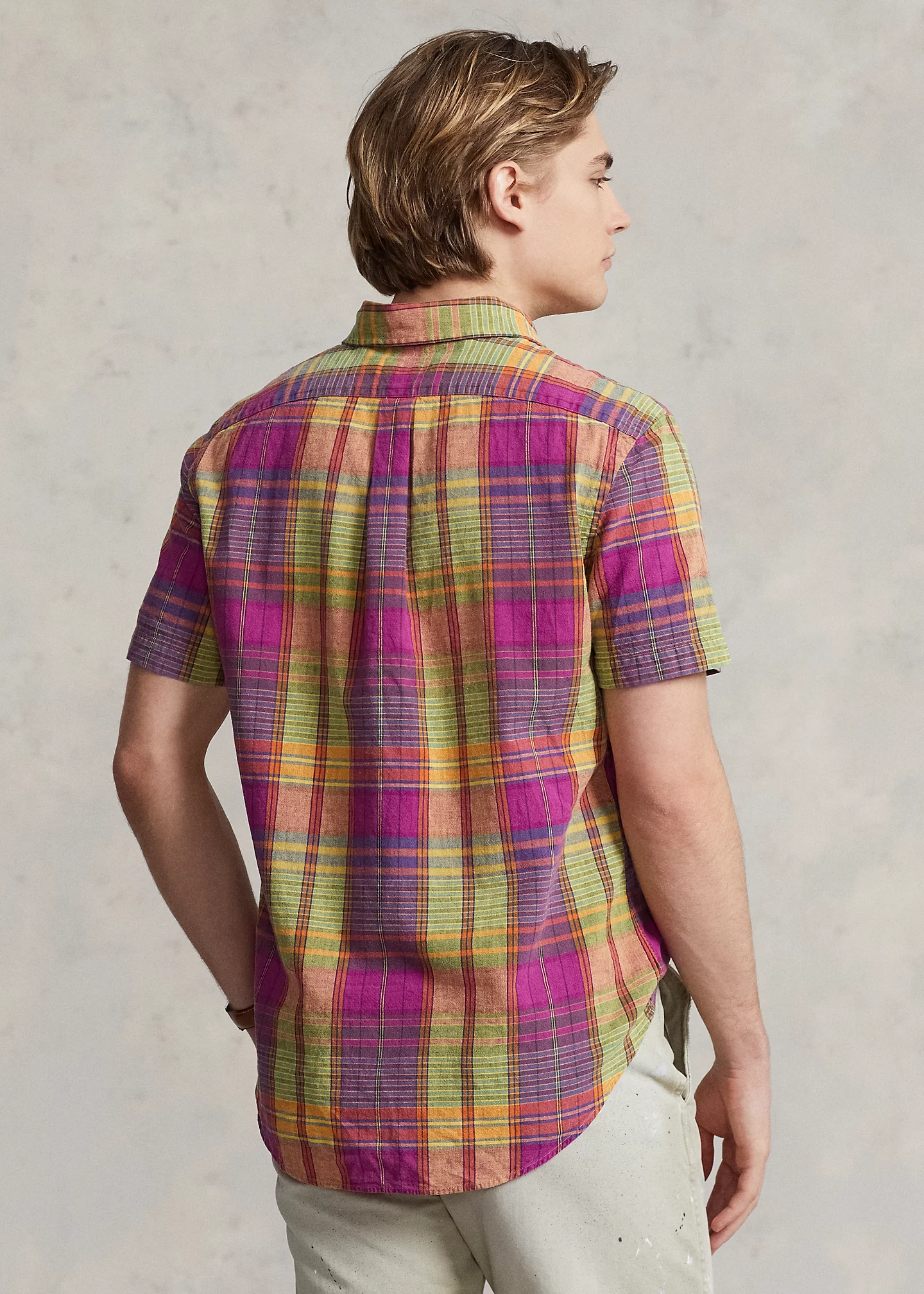 Classic Fit Plaid Linen-Cotton Shirt