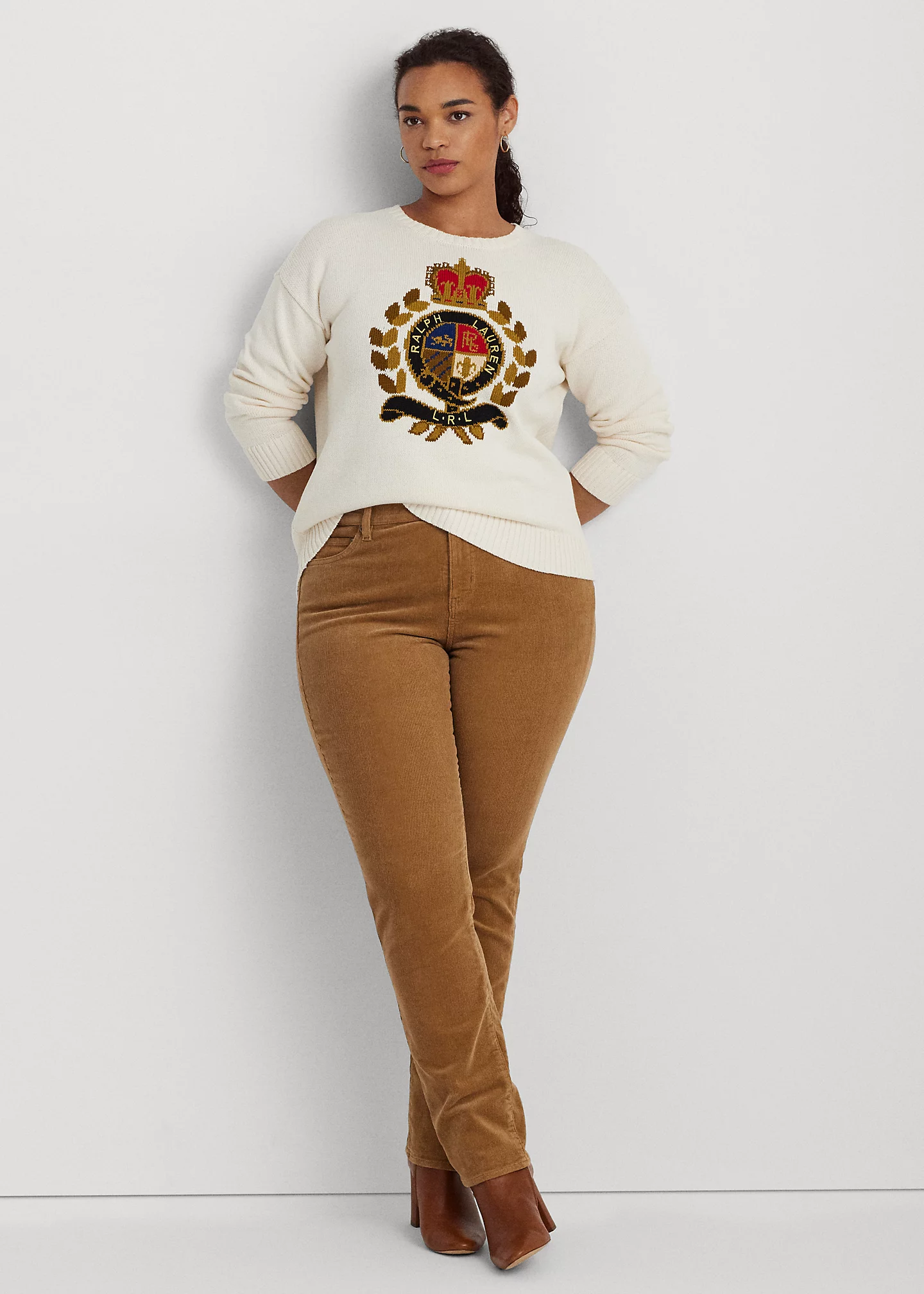 Intarsia-Knit Crest Cotton-Blend Sweater