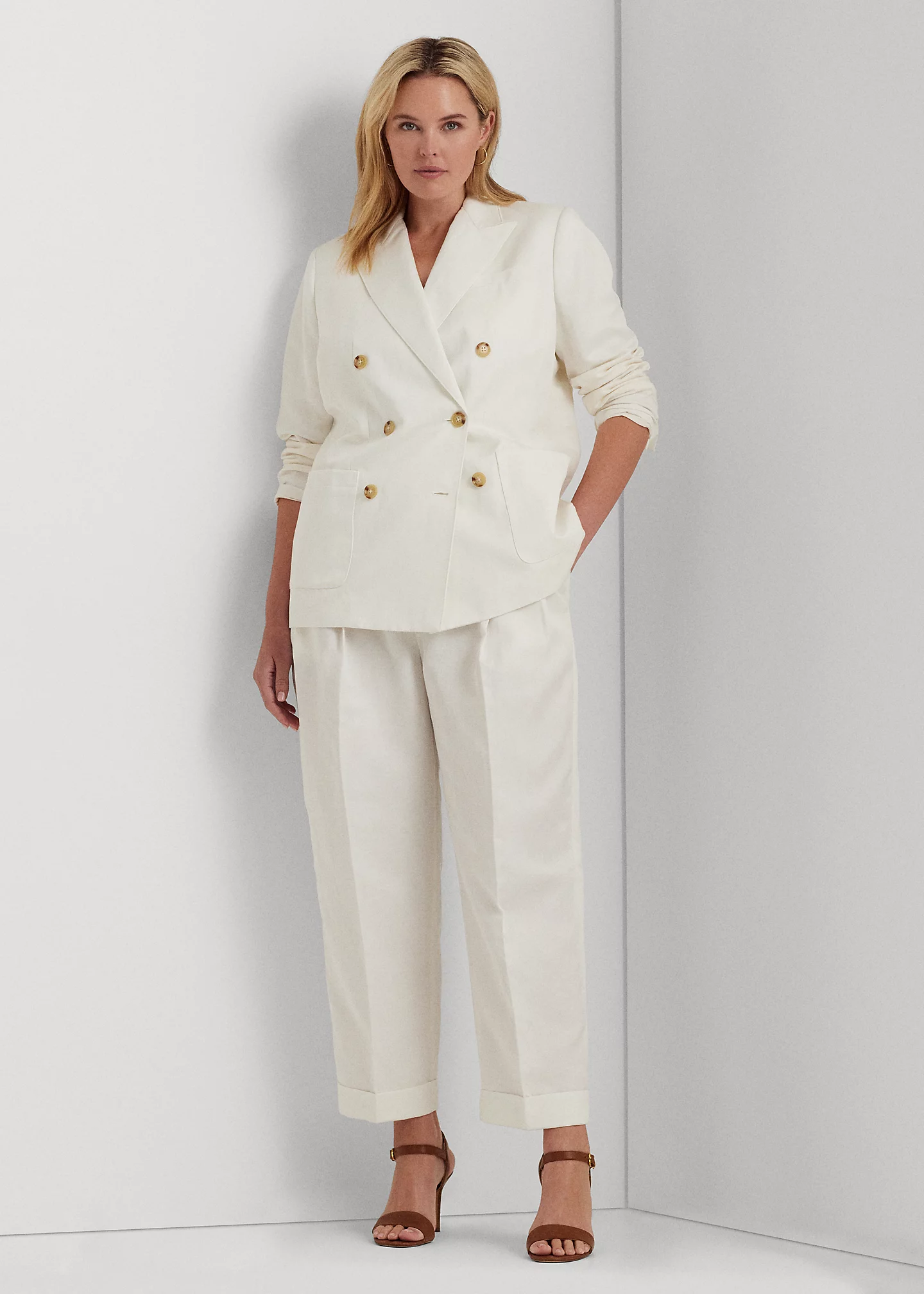 Linen-Blend Twill Ankle Pant