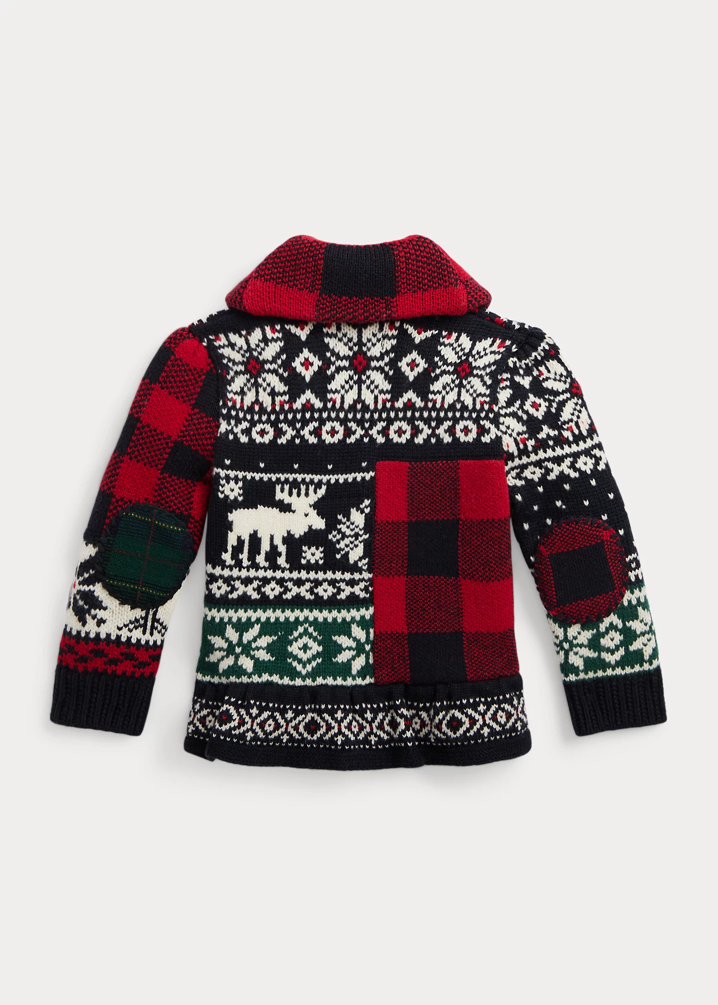 Patchwork Wool-Blend Peplum Cardigan