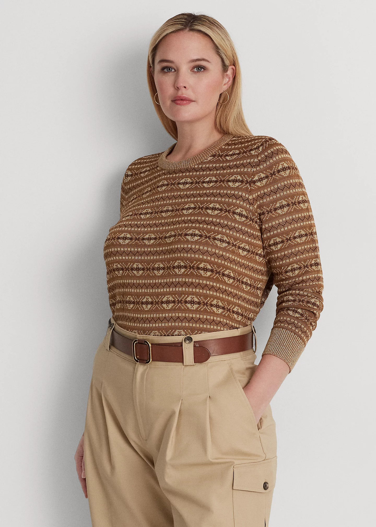 Metallic Fair Isle Cotton-Blend Sweater