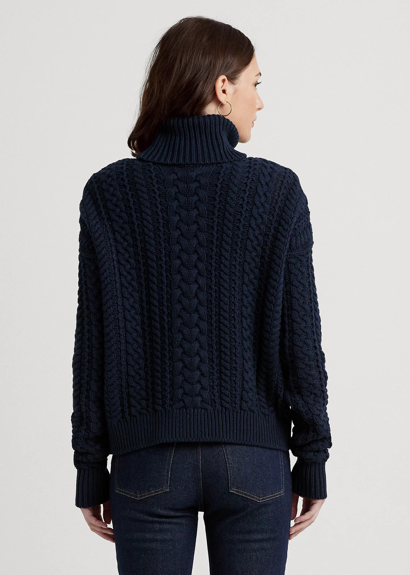 Cable-Knit Cotton-Blend Turtleneck