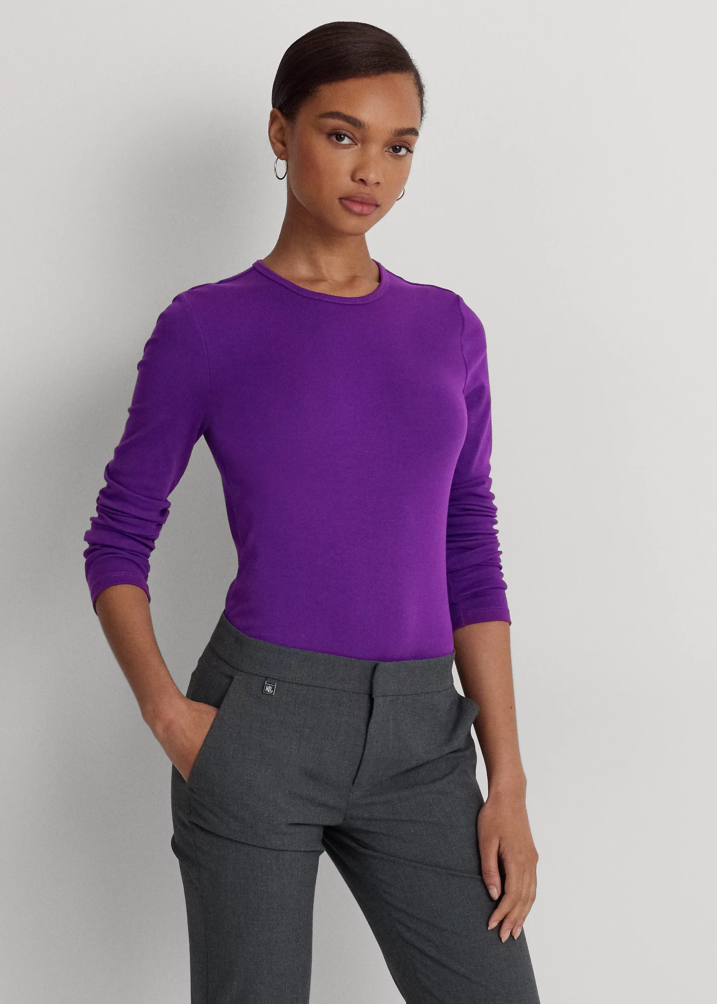 Cotton-Blend Long-Sleeve Top