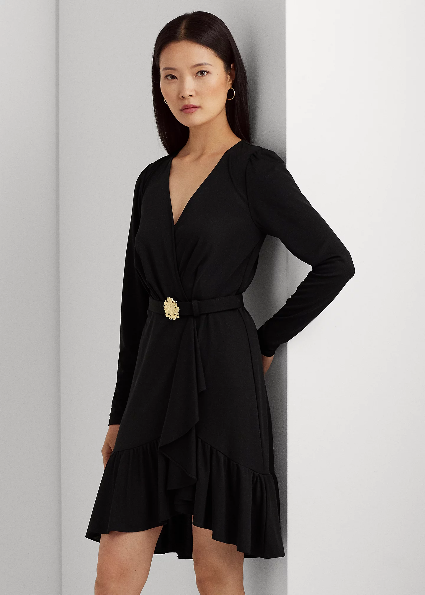 Belted Stretch Jersey Surplice Dress
