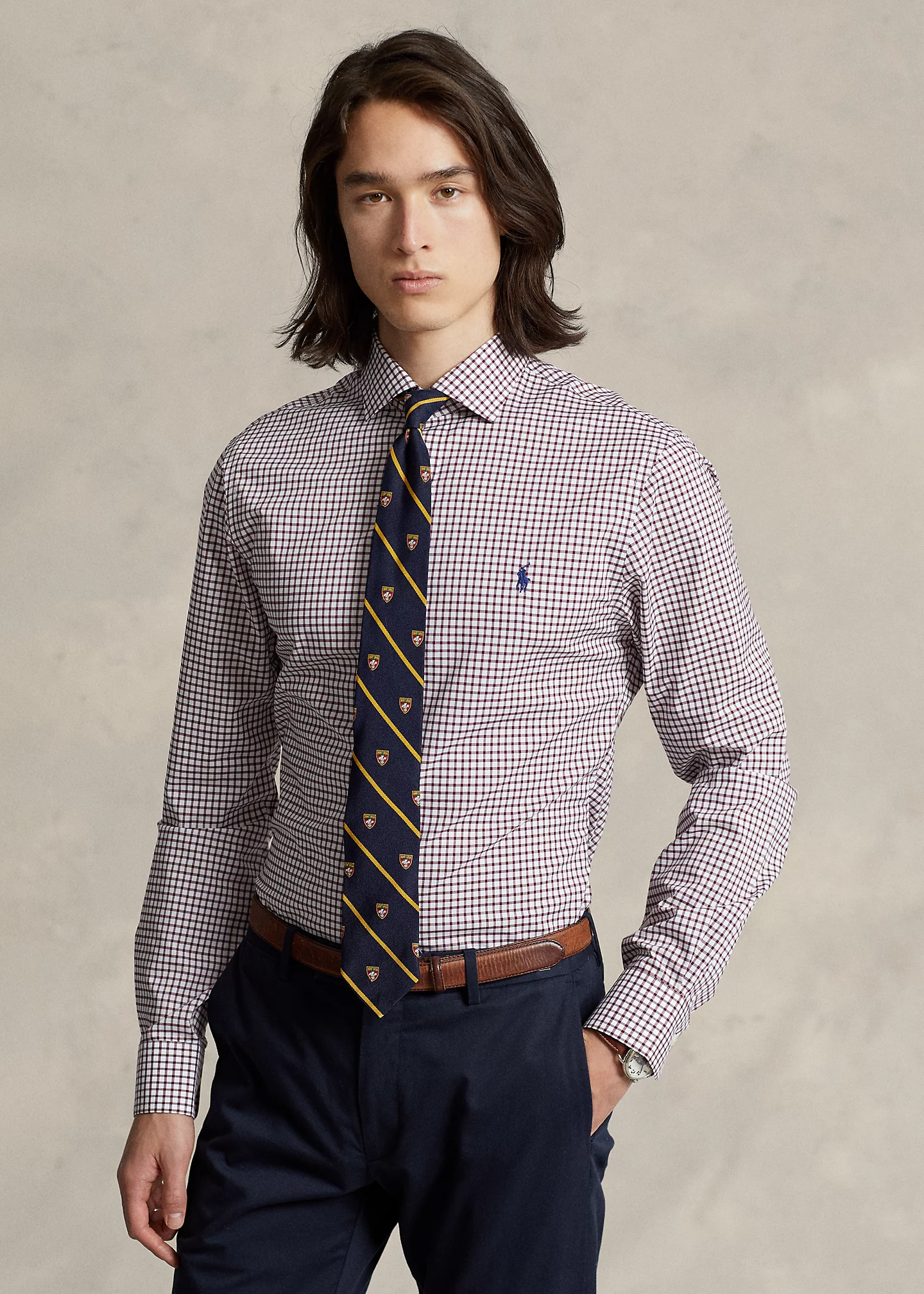 Slim Fit Checked Poplin Shirt
