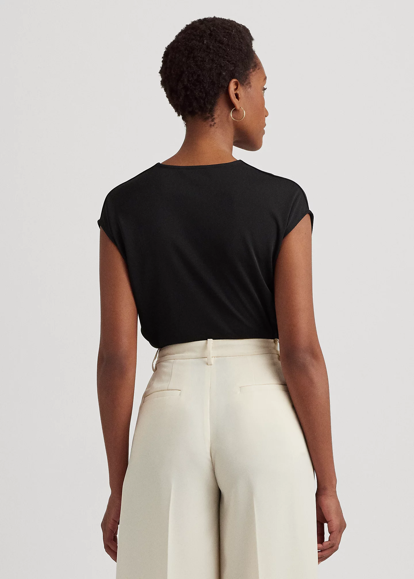 Twist-Front Jersey Cap-Sleeve Tee