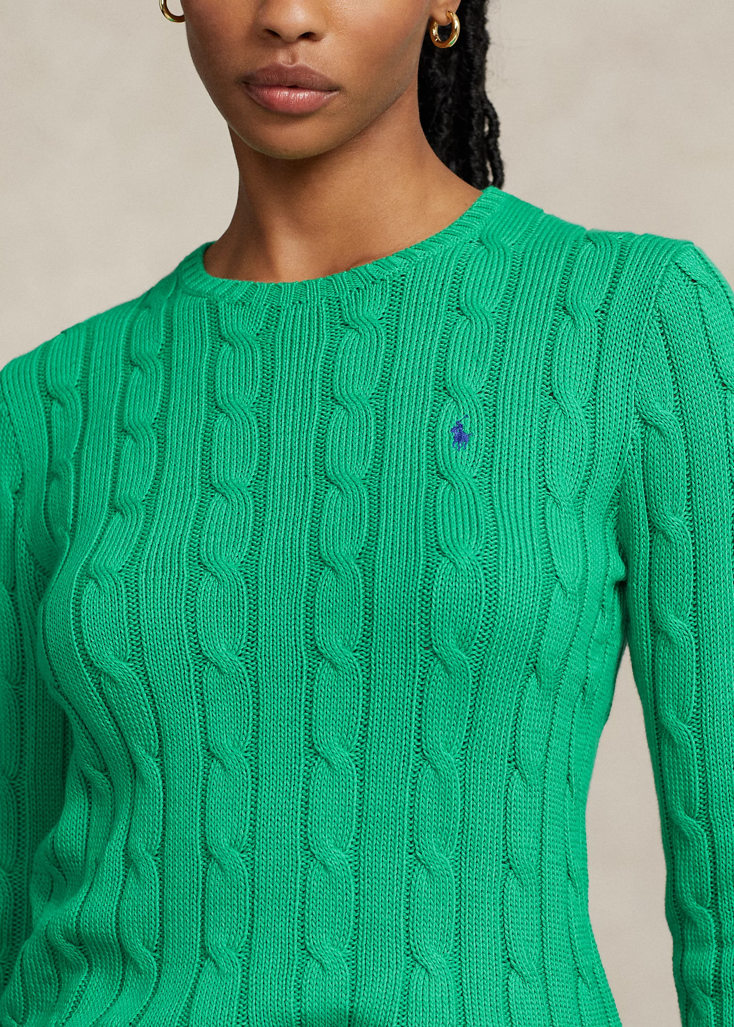 Cable-Knit Cotton Crewneck Sweater