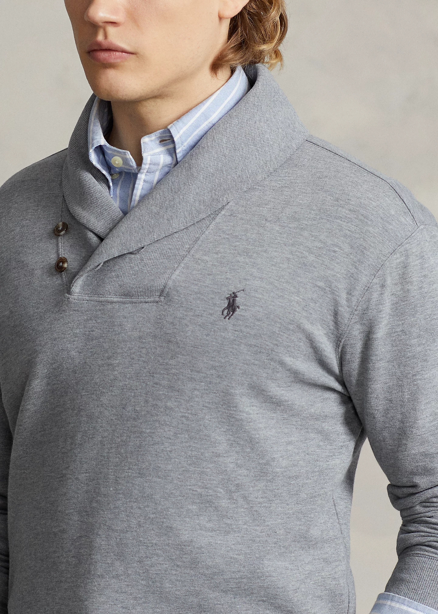 Luxury Jersey Shawl-Collar Pullover