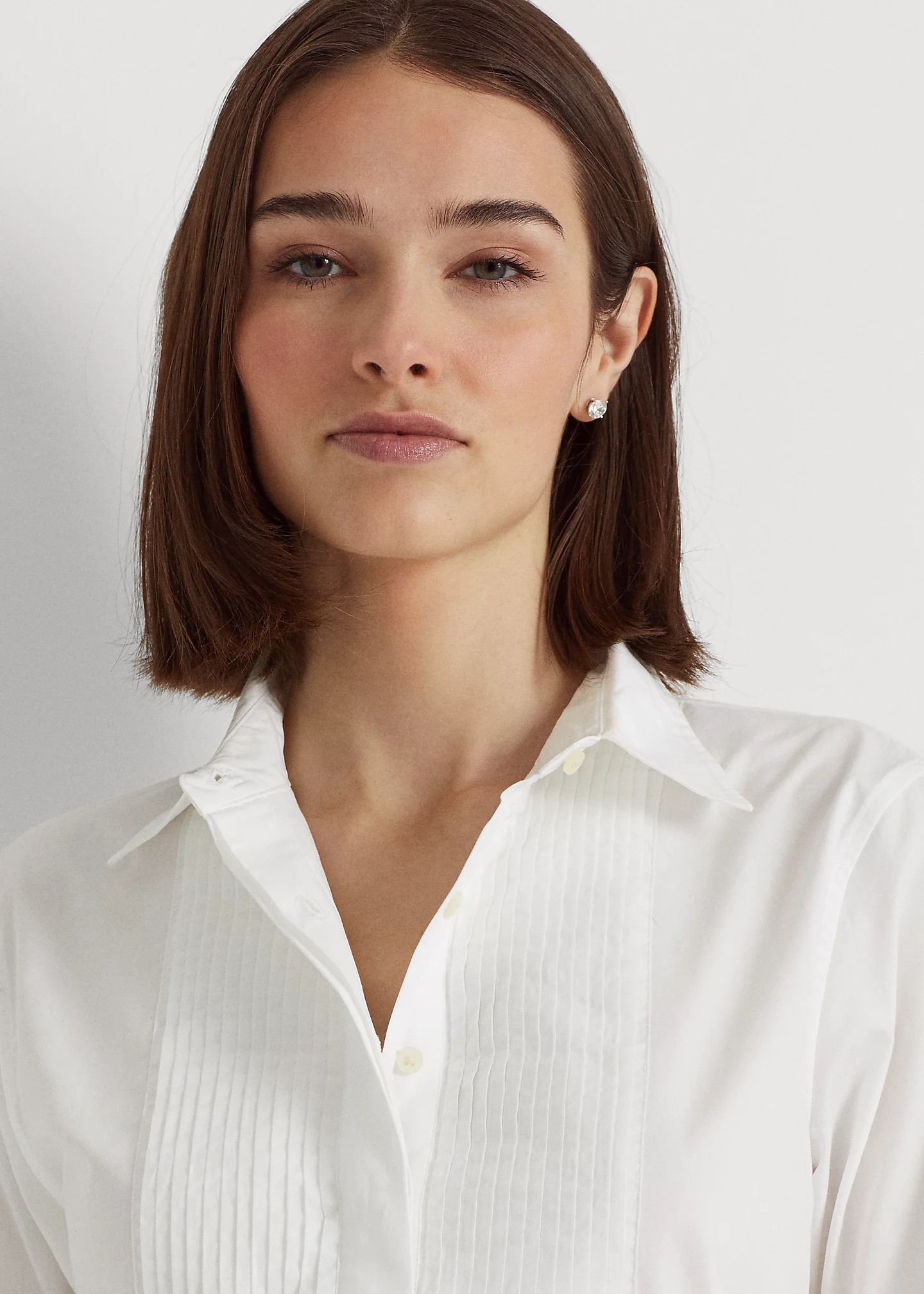 Pintucked Cotton Broadcloth Shirt