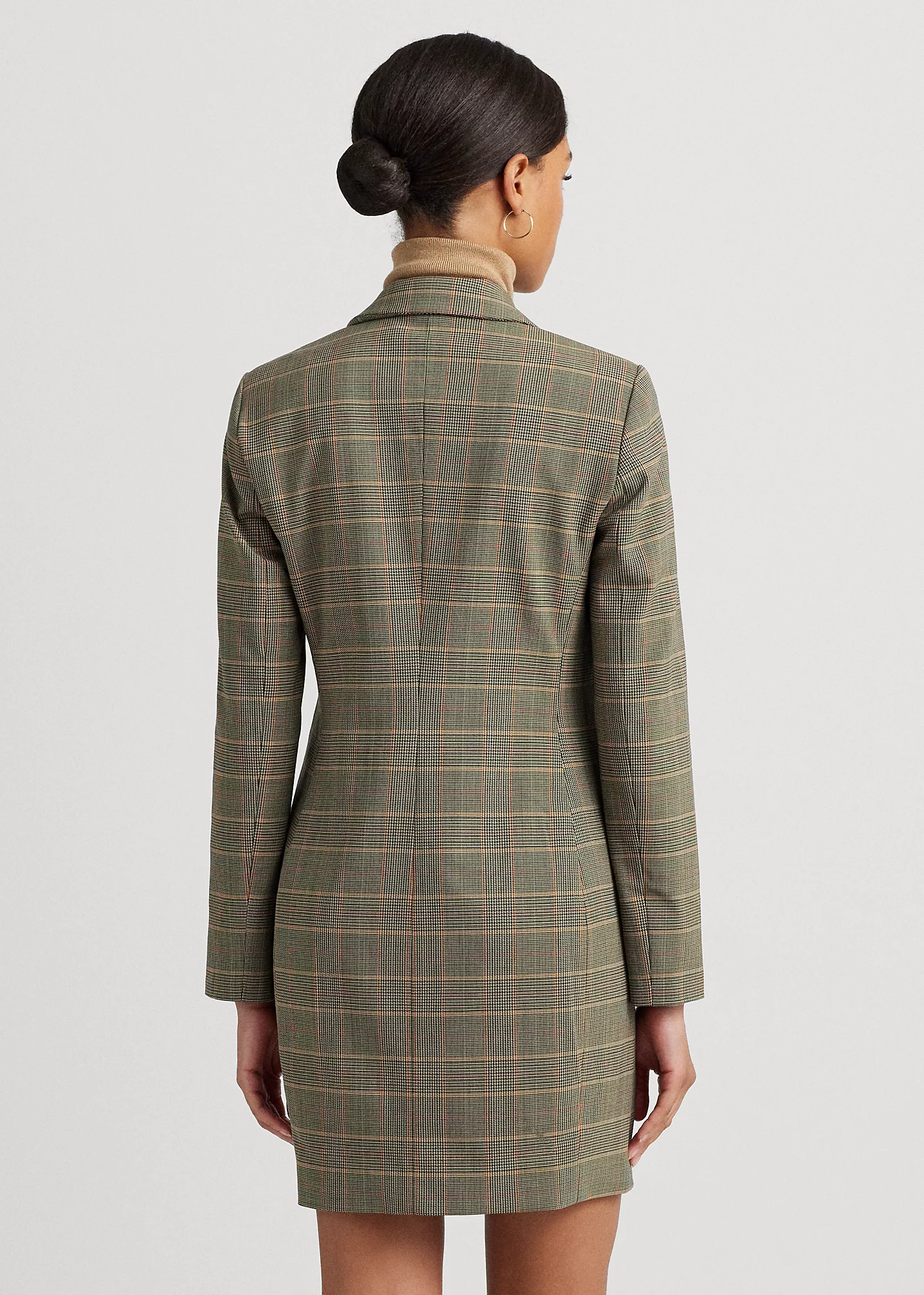 Checked Plaid Wool-Blend Twill Dress