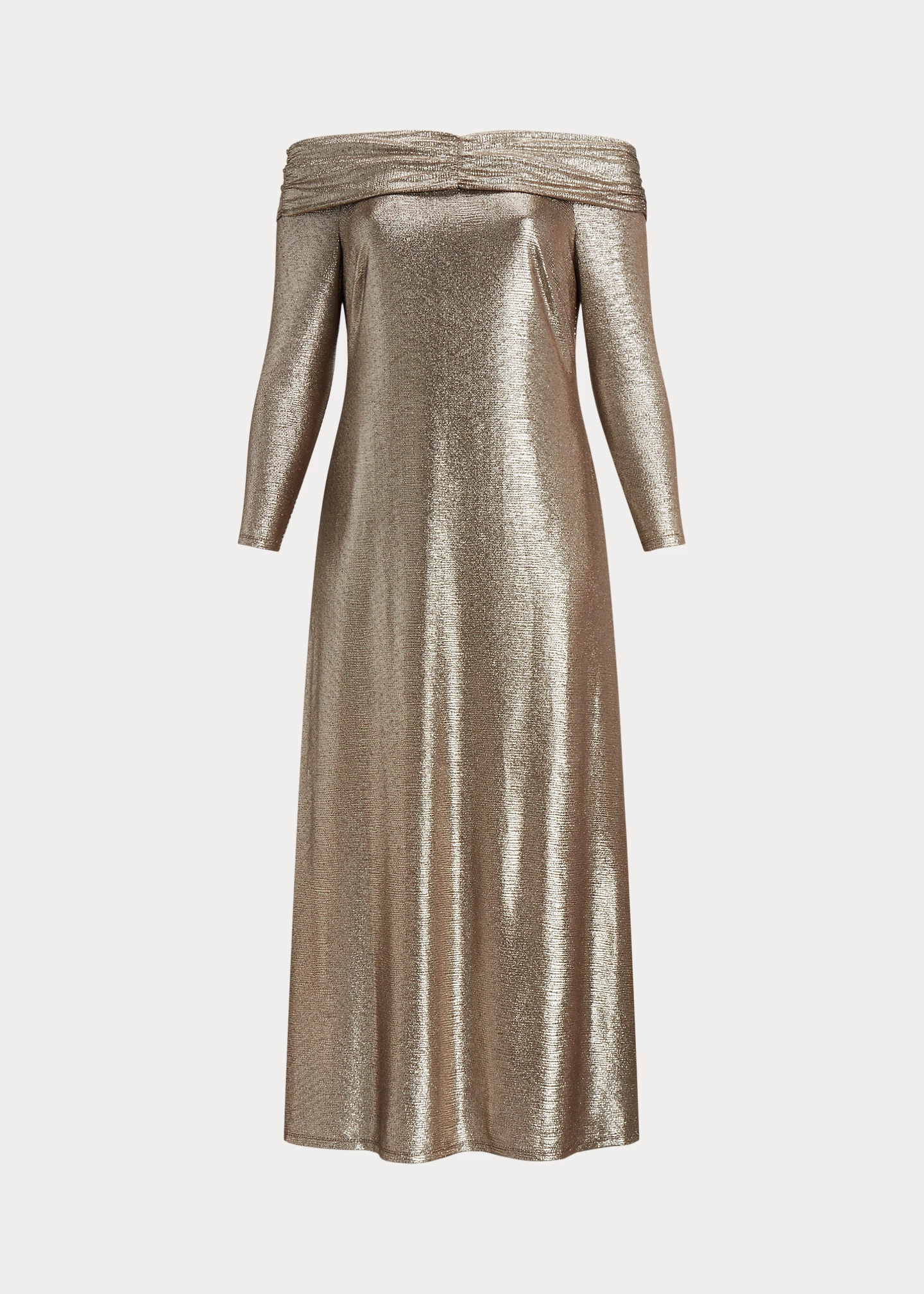 Metallic Knit Off-the-Shoulder Gown