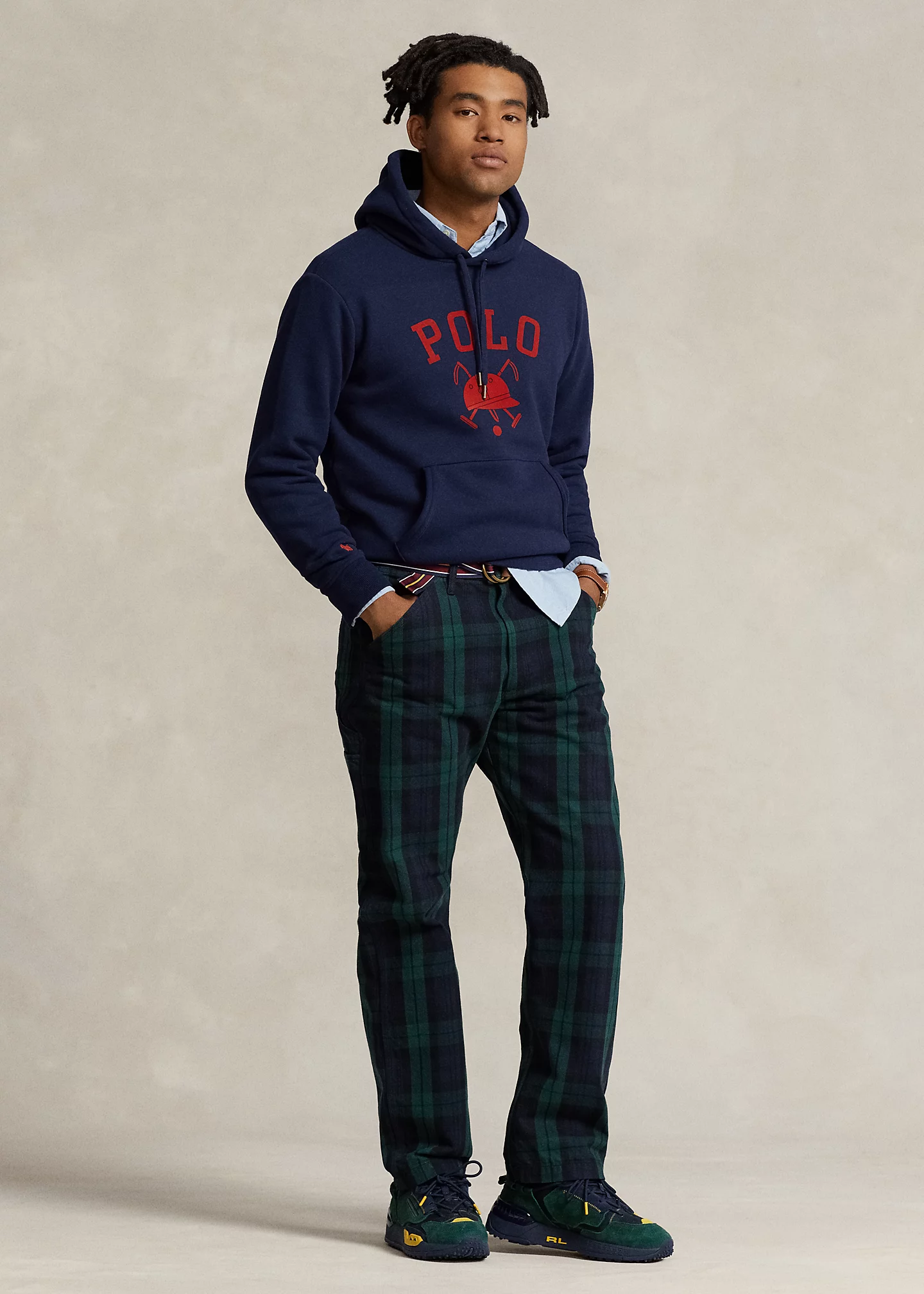 Relaxed Fit Plaid Twill Pant