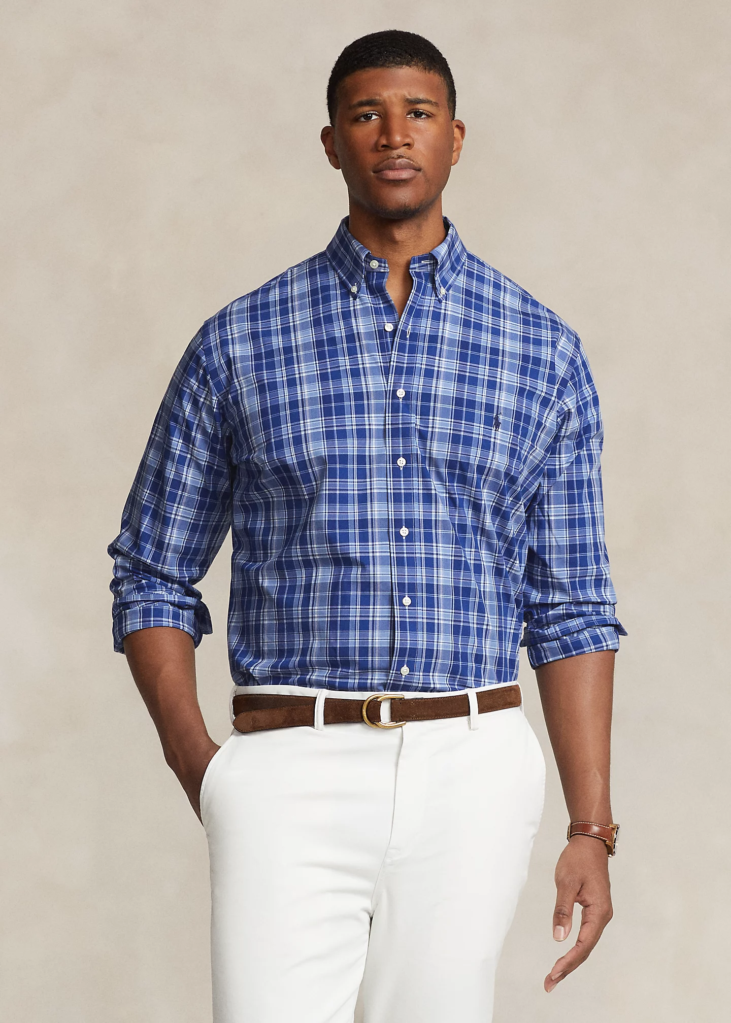 Plaid Stretch Poplin Shirt