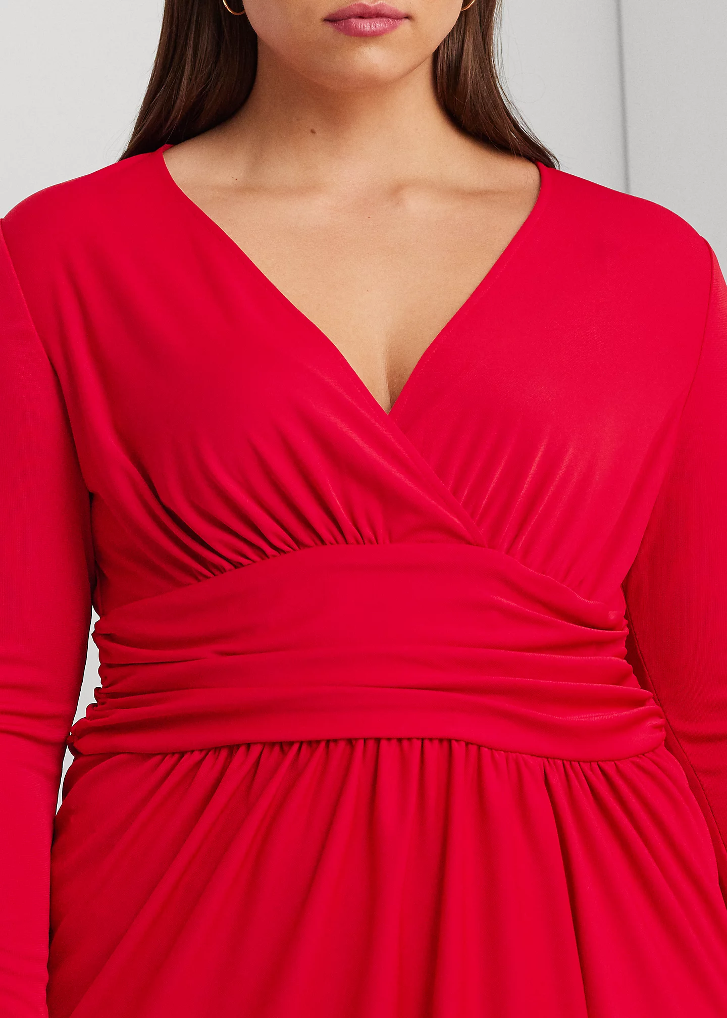 Ruched Stretch Jersey Surplice Dress