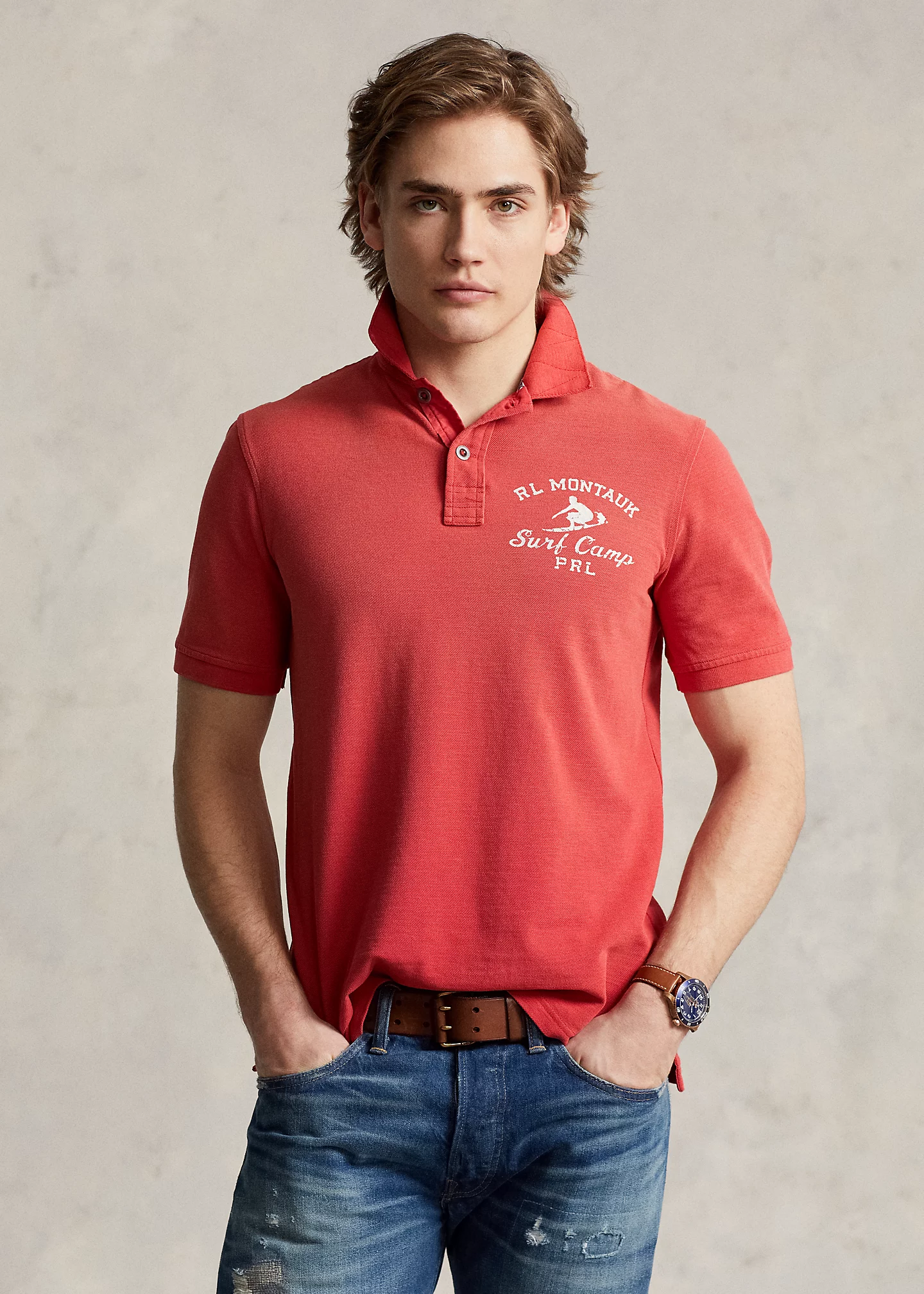 Classic Fit Mesh Graphic Polo Shirt