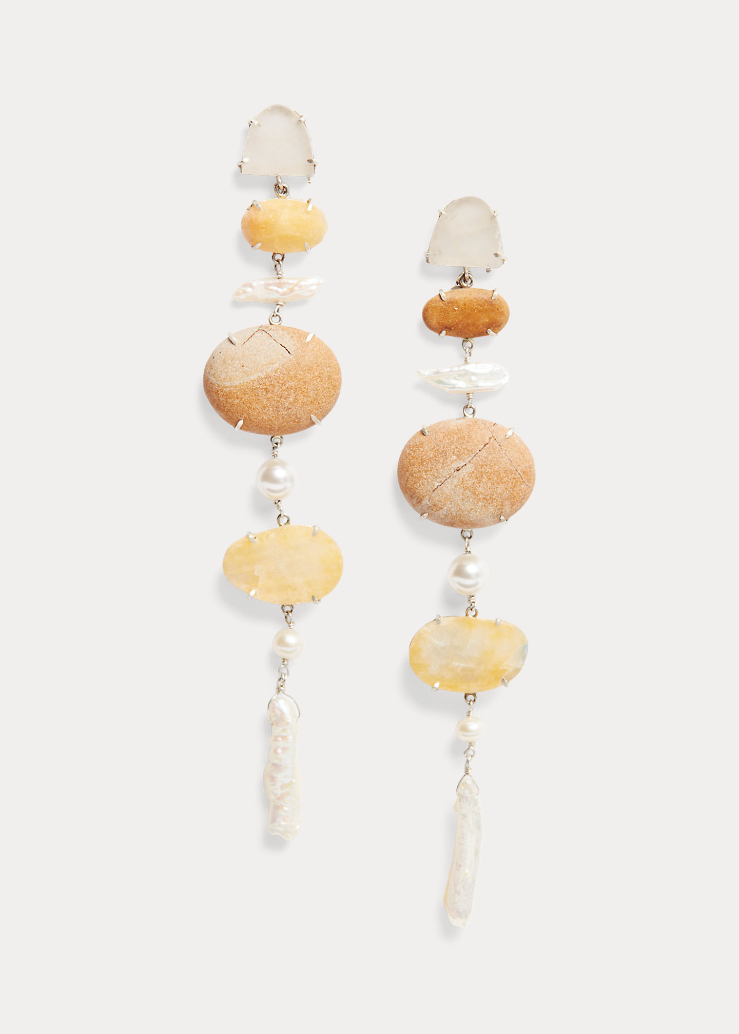 Seaglass & Beach Stone 6-Drop Earrings